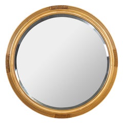 Art Deco Round Gilt Reeded Mirror