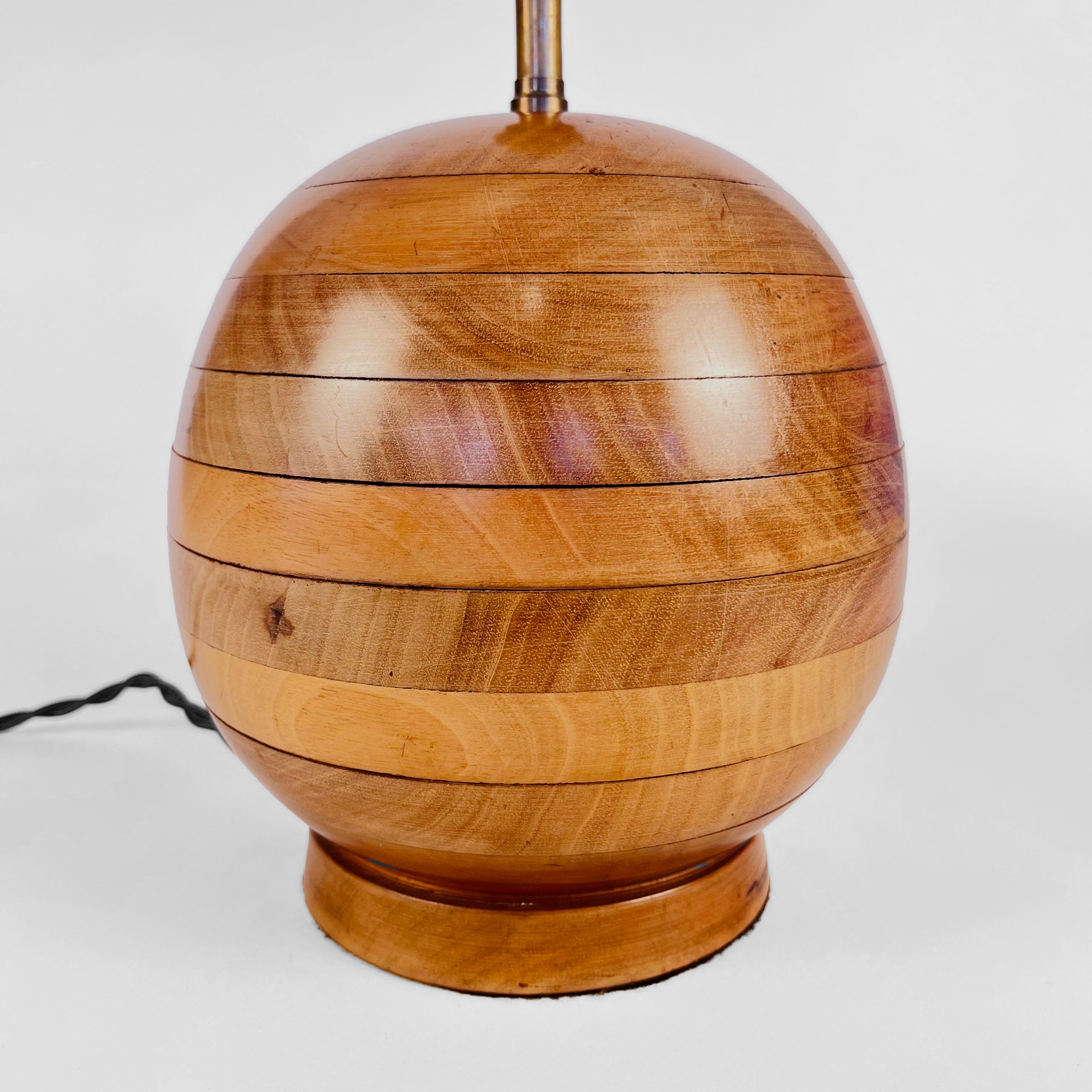 20th Century Art Deco Round Layered Wooden Table Lamp, 1930s For Sale