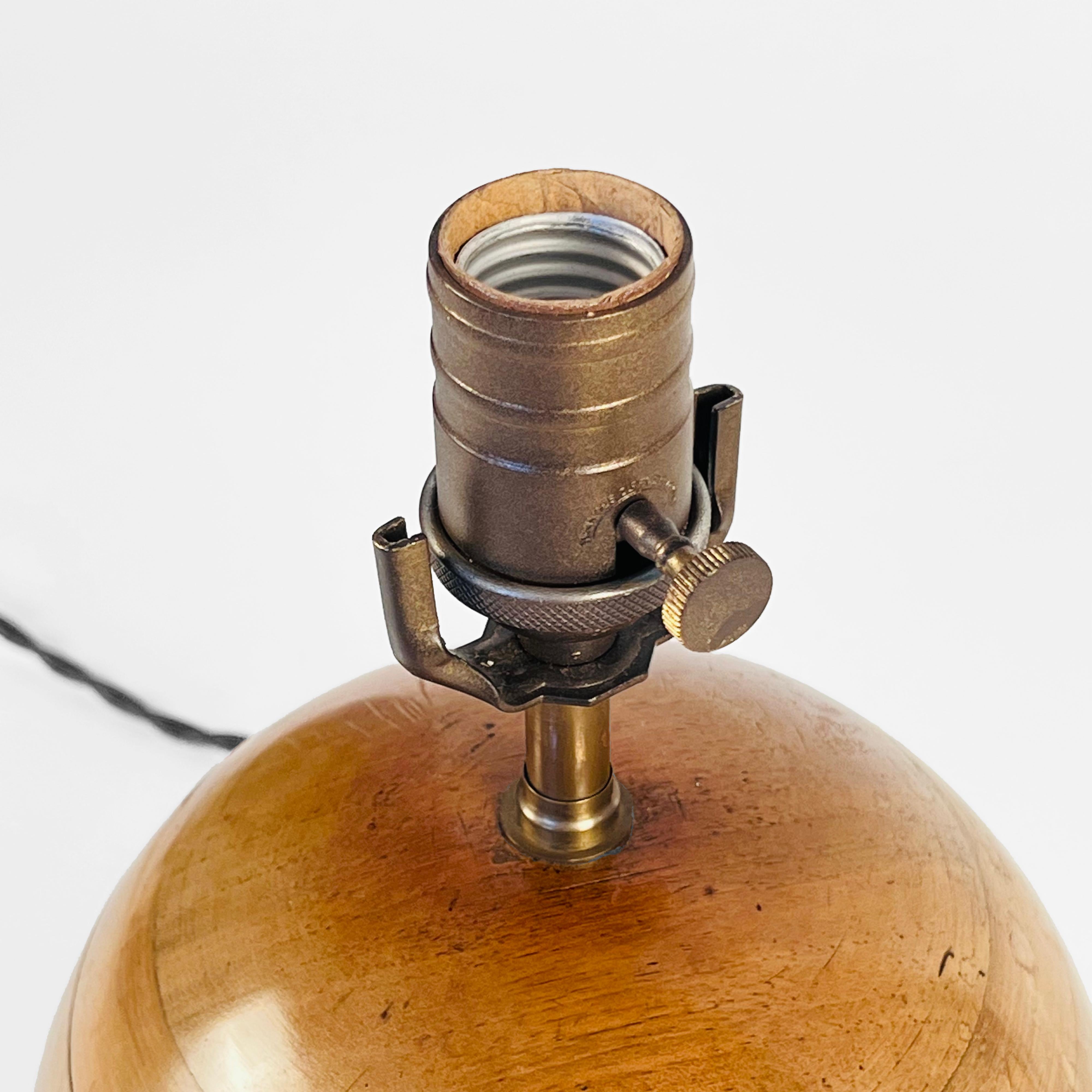 Art Deco Round Layered Wooden Table Lamp, 1930s For Sale 1