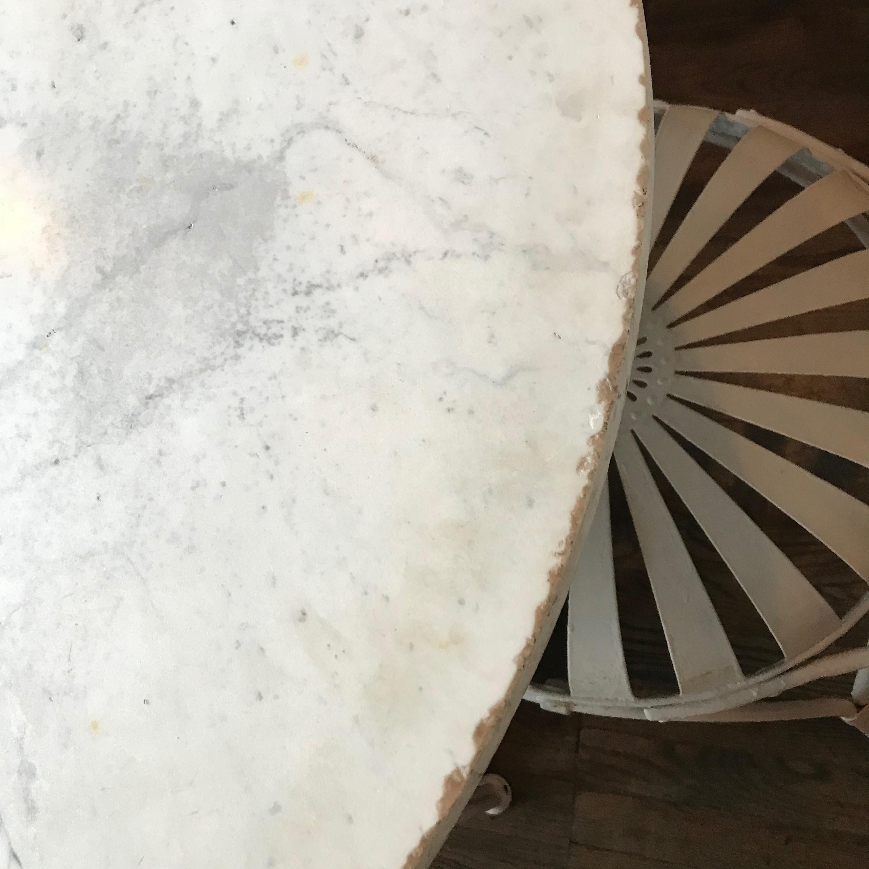 Art Deco Round Marble Cast Iron Dining Table 3