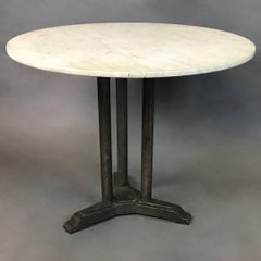 Art Deco Round Marble Cast Iron Dining Table