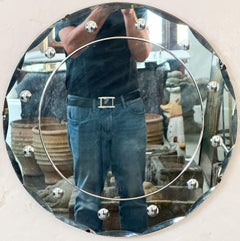 Art Deco Round Mirror with Beveled Glass Edge from England (Dia 20'')