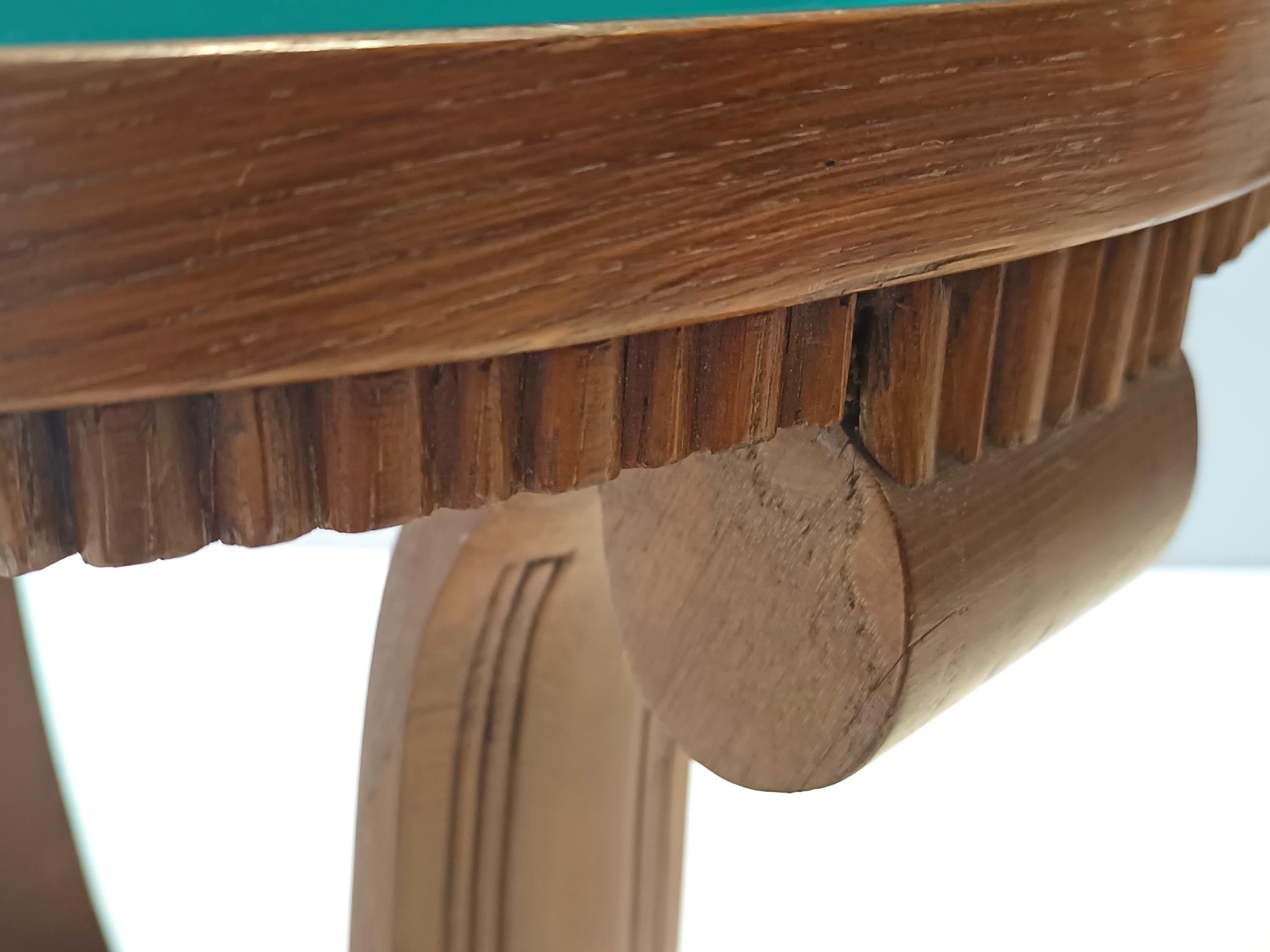 Metà XX secolo Tavolino rotondo in Oak Oak e vetro Art Deco, Italia in vendita
