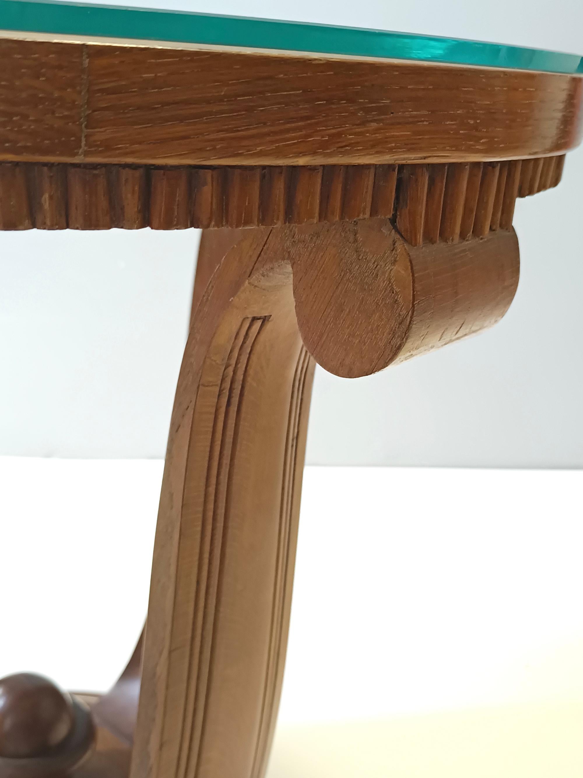 Vetro Tavolino rotondo in Oak Oak e vetro Art Deco, Italia in vendita