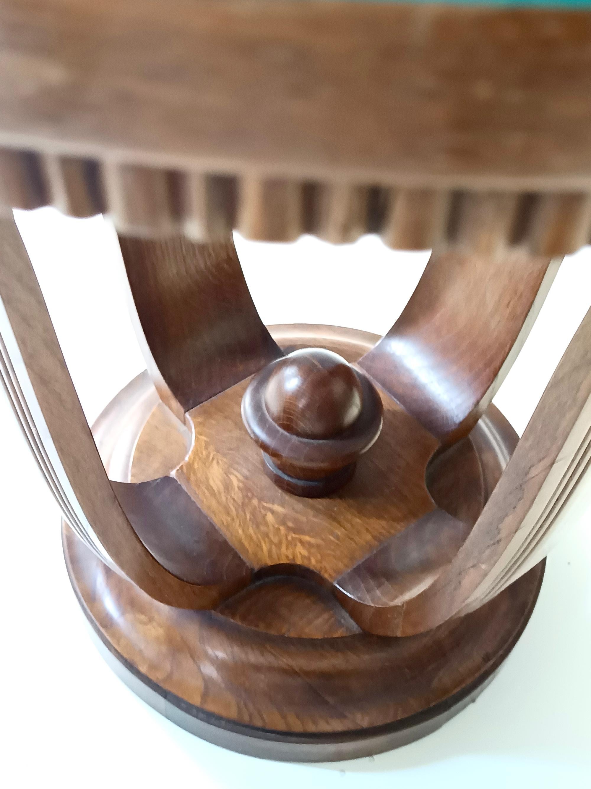 Tavolino rotondo in Oak Oak e vetro Art Deco, Italia in vendita 2