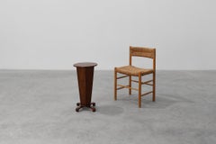 Art Deco round Oak Side Table, France 1930s