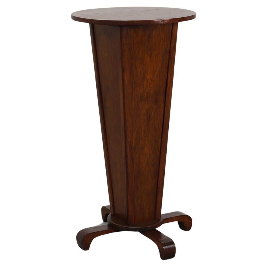 Art Deco round Oak Side Table, France 1930s