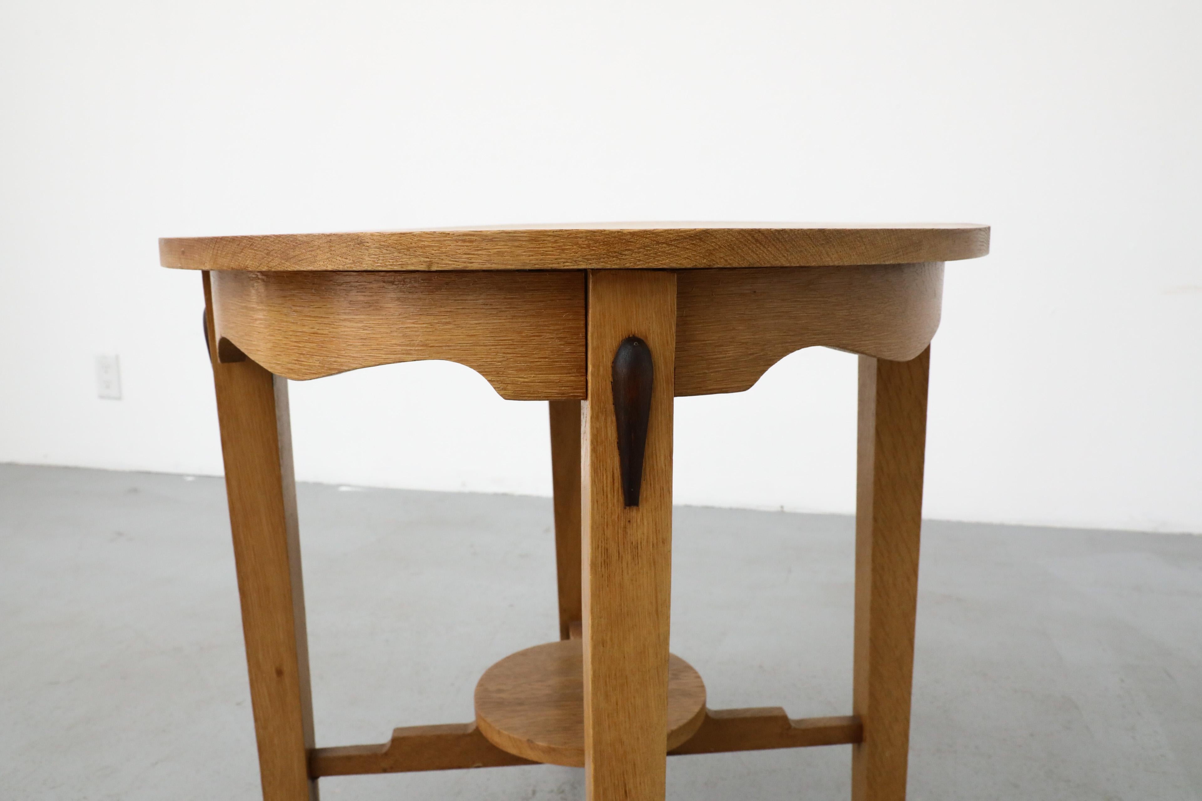 Art Deco Round Oak Side Table or Plant Stand 5