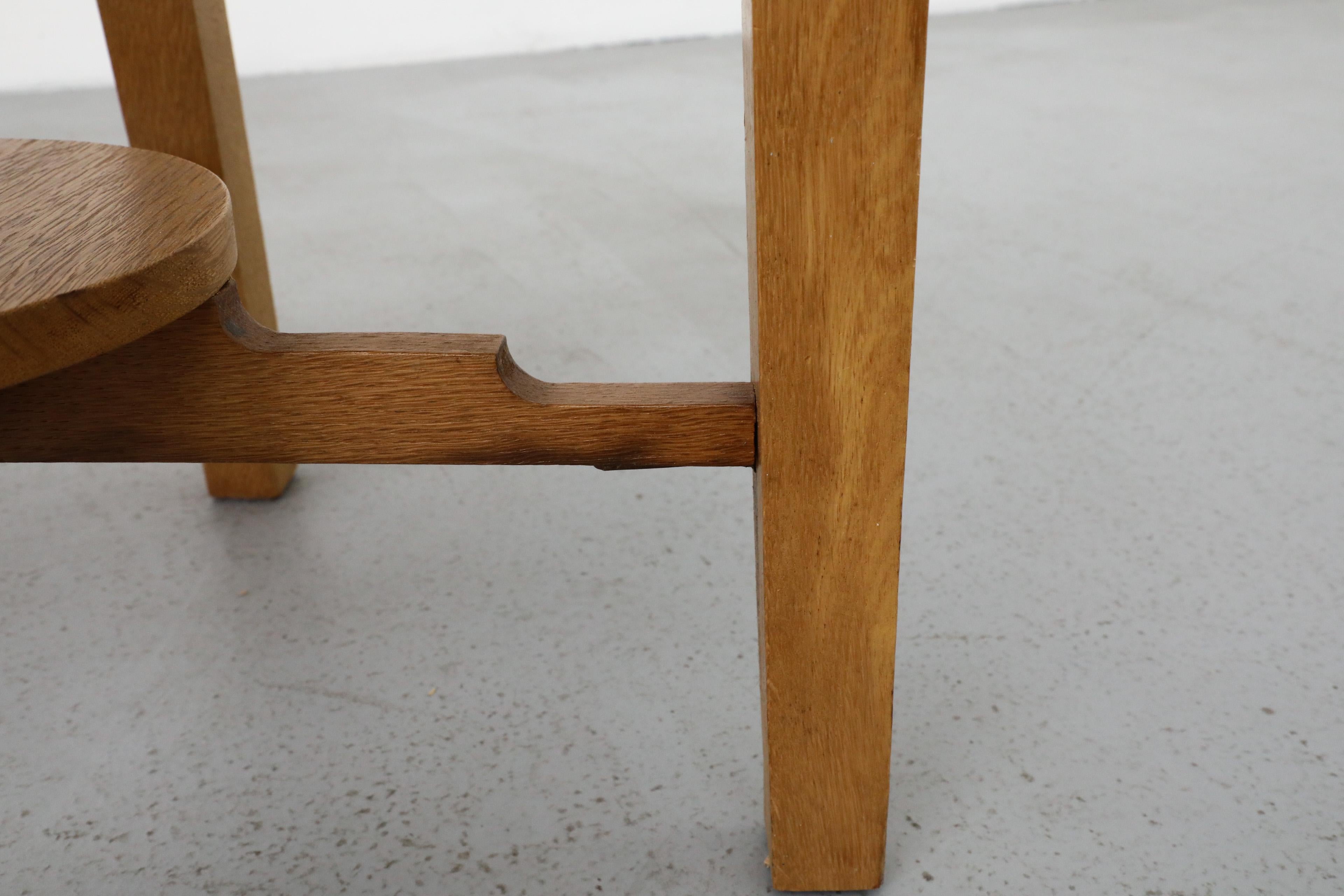 Art Deco Round Oak Side Table or Plant Stand 8