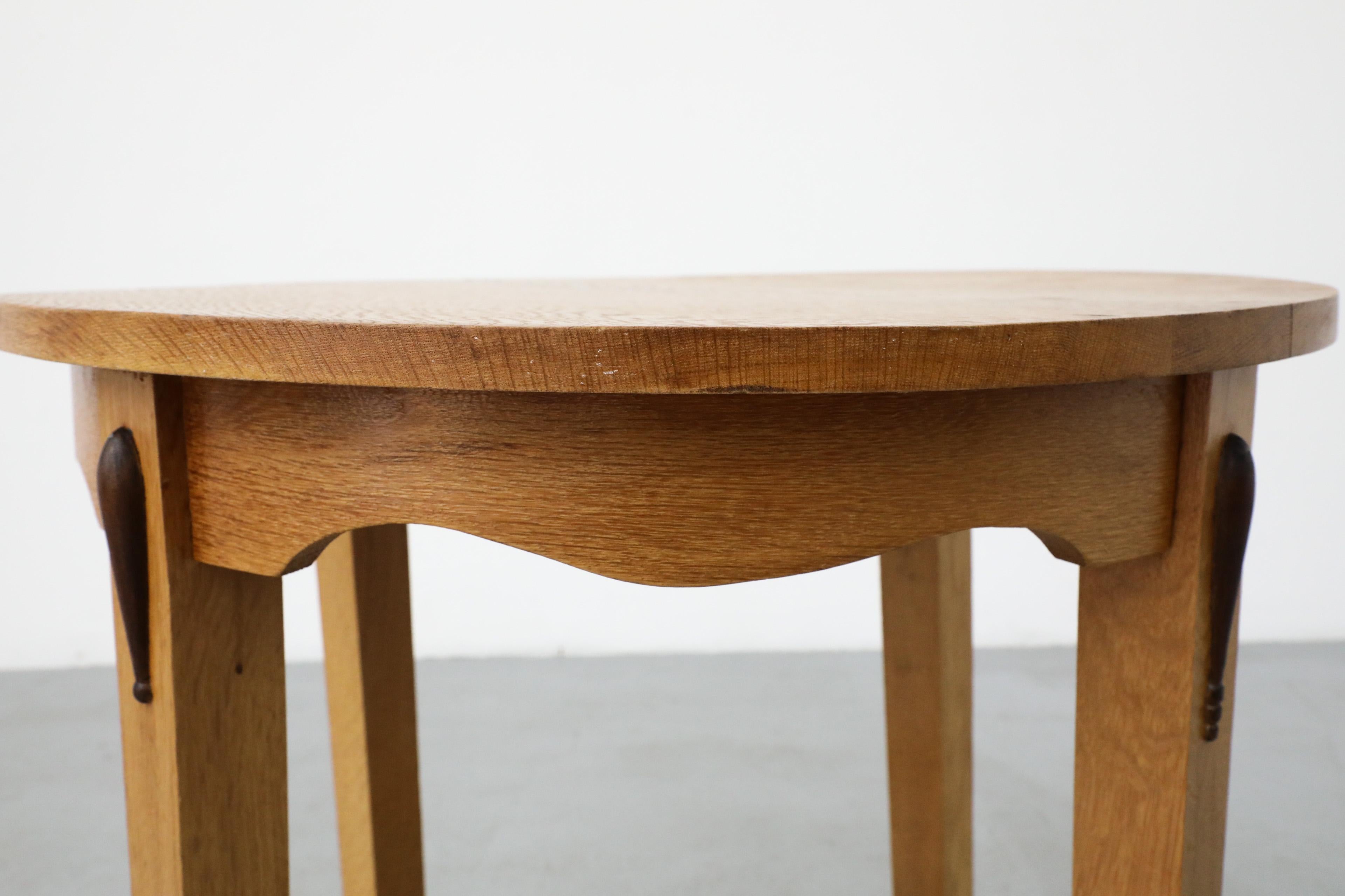 Art Deco Round Oak Side Table or Plant Stand 9