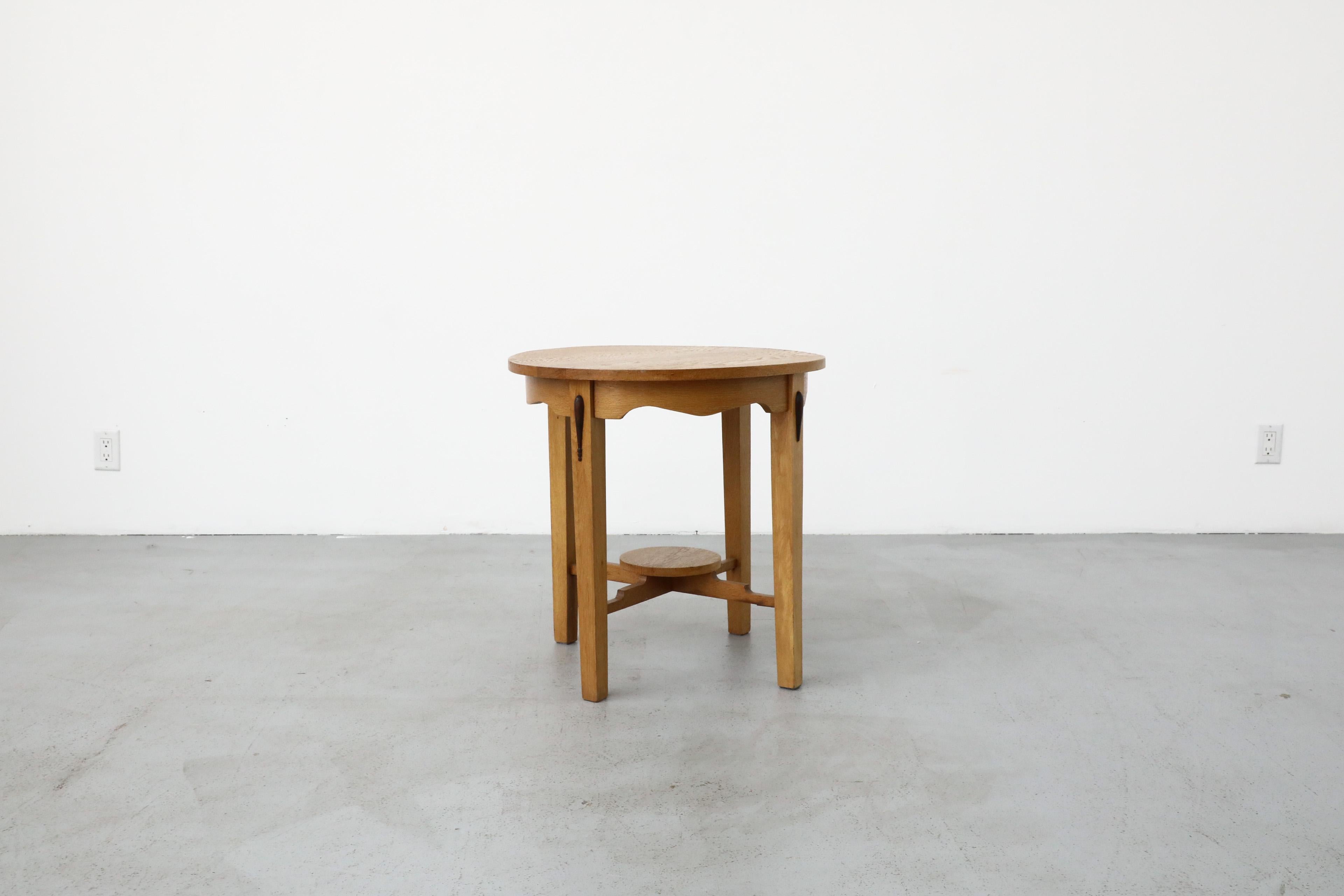 20th Century Art Deco Round Oak Side Table or Plant Stand