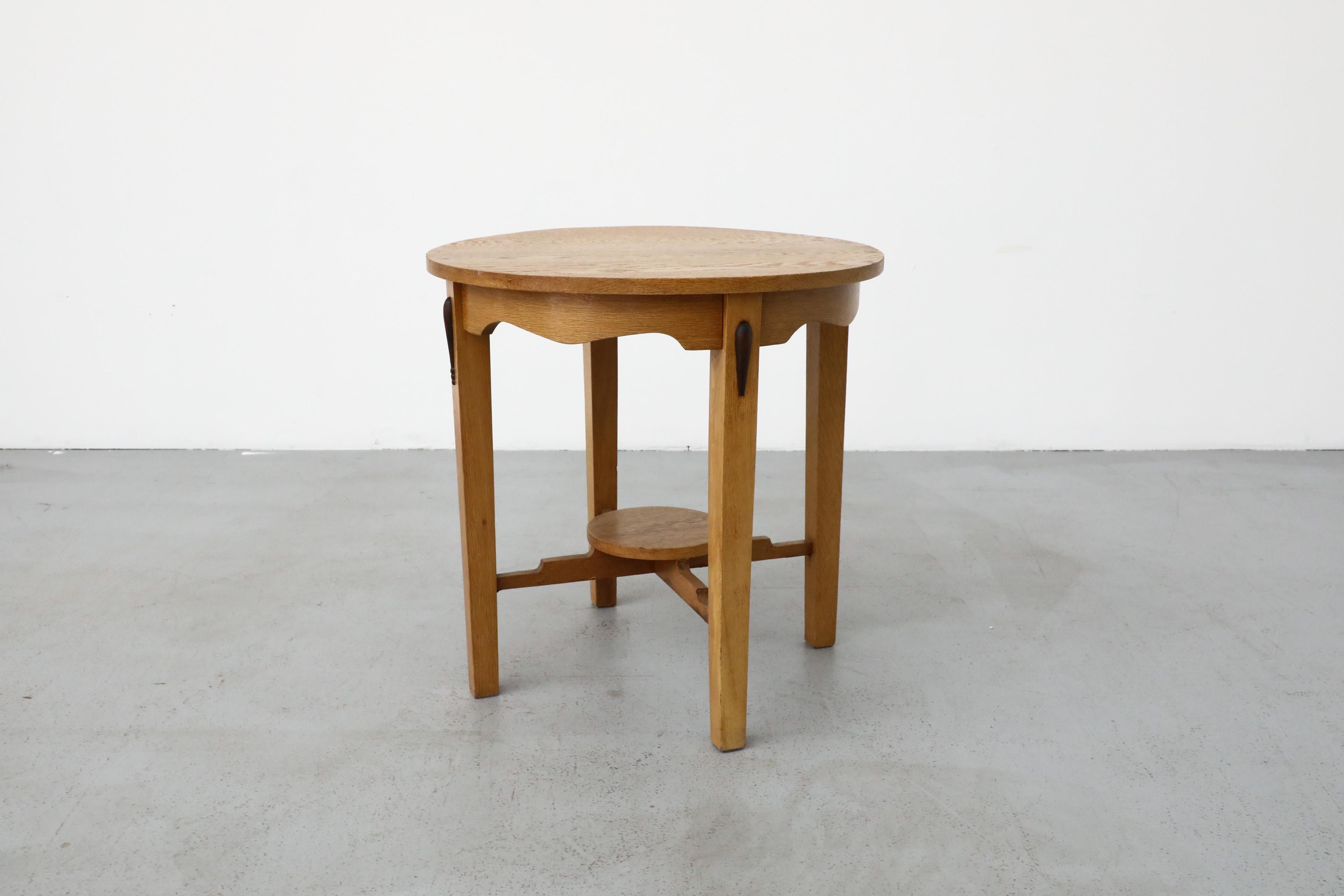 Art Deco Round Oak Side Table or Plant Stand 3