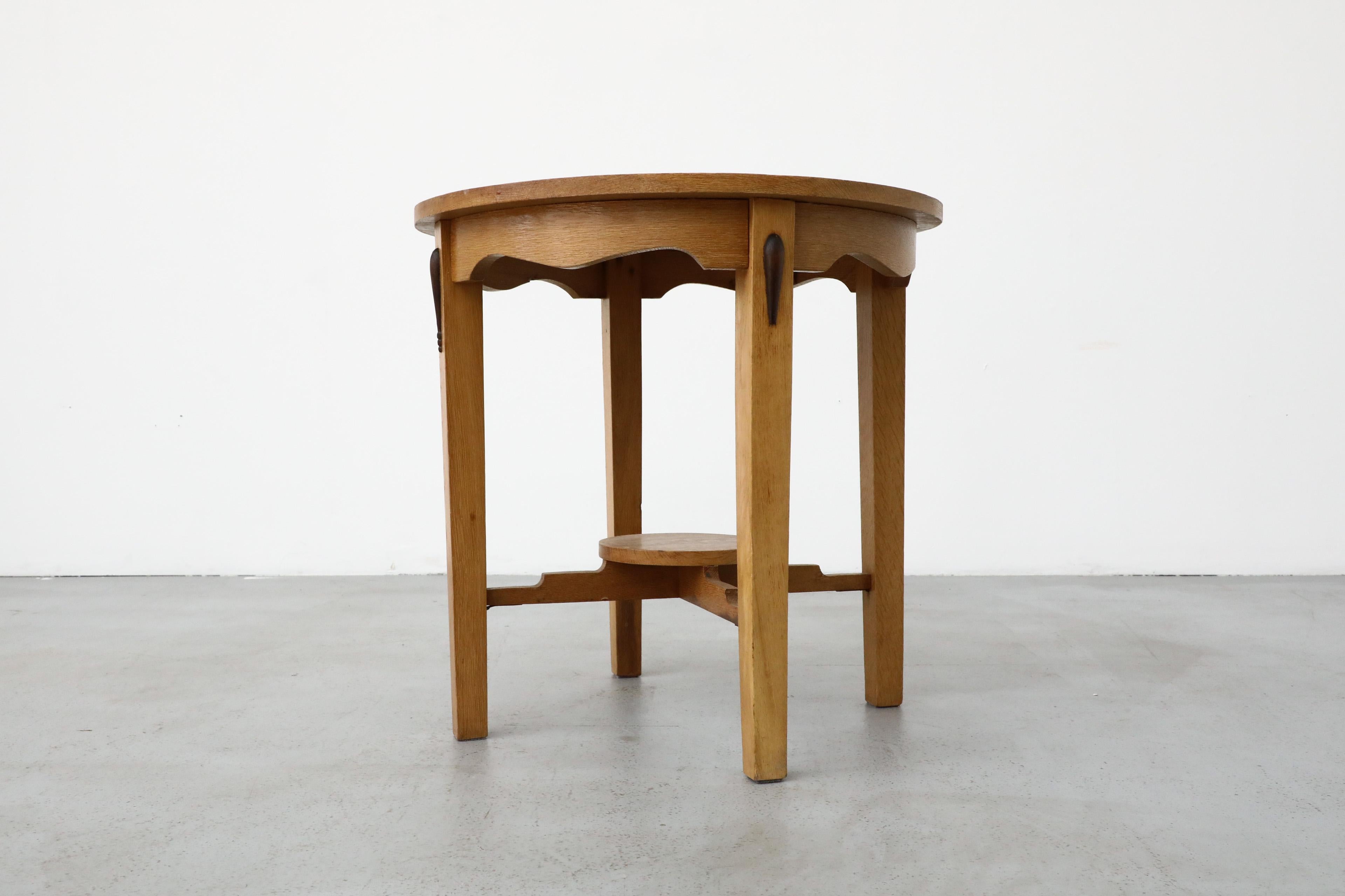 Art Deco Round Oak Side Table or Plant Stand 4