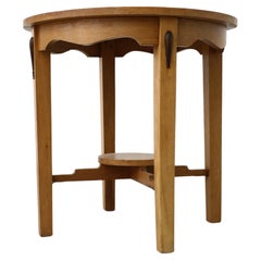 Art Deco Round Oak Side Table or Plant Stand