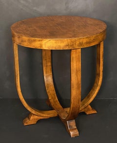 Art Deco Round Occasional Table of Red Beech from Italy