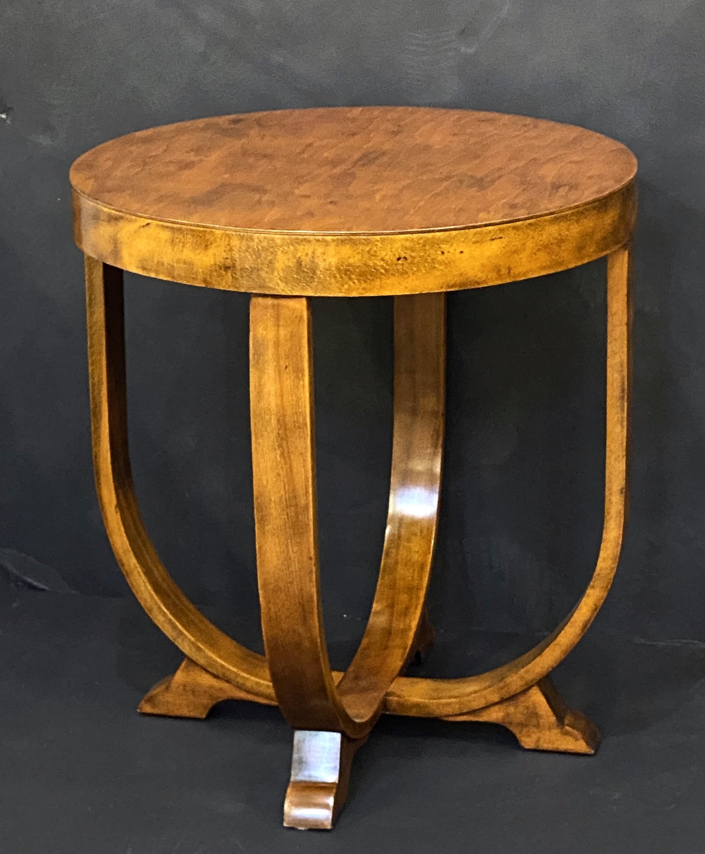 20th Century Art Deco Round Occasional Table of Red Beech from Italy For Sale