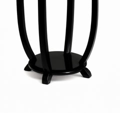 Art Deco Round Pedestal Black Lacquer Table, France, 1920