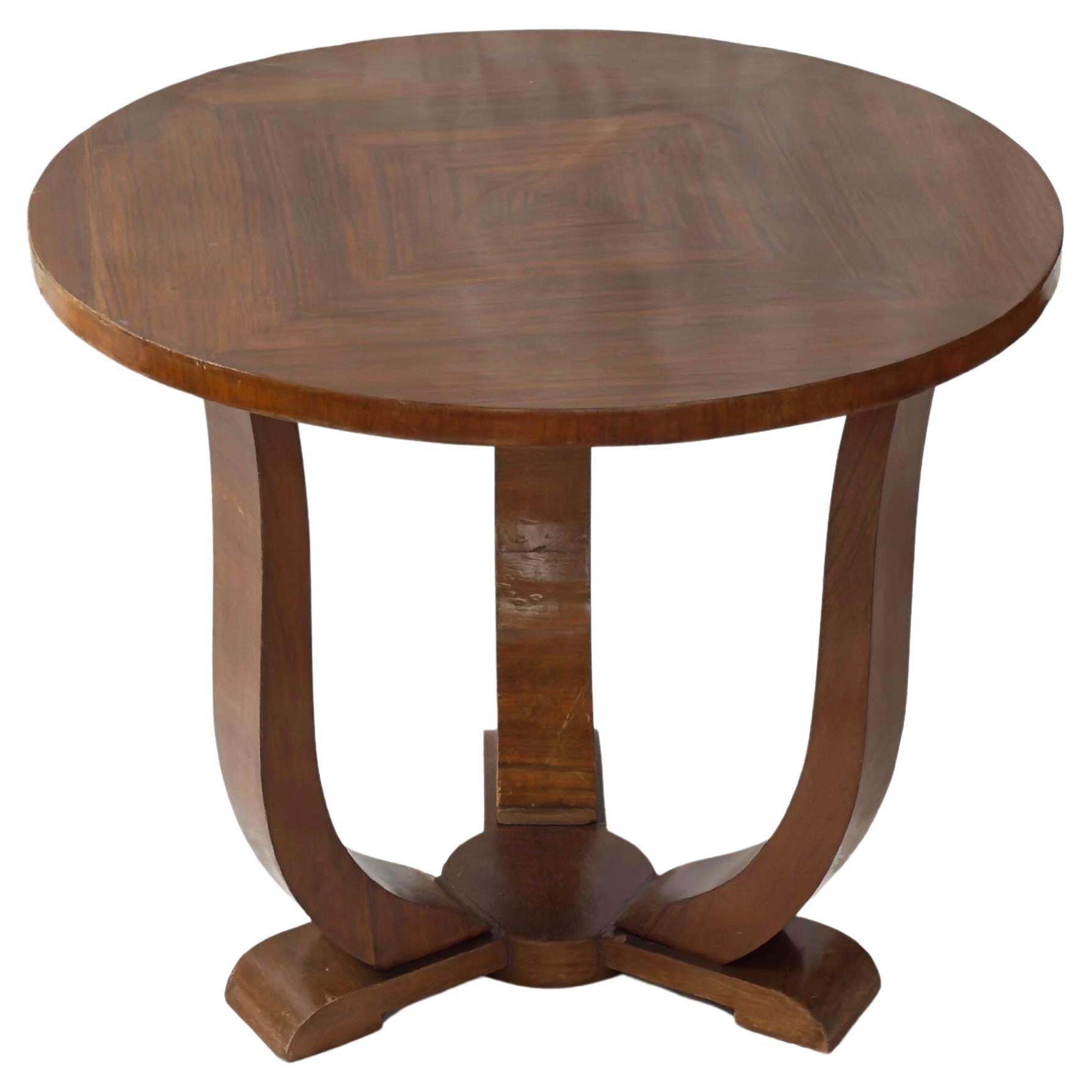 Table à piédestal rond Art Déco, France, 1930