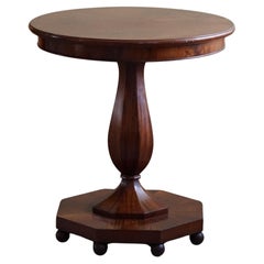 Antique Art Deco, Round Pedestal / Side Table in Walnut, By a Danish Cabinetmaker, 1940s