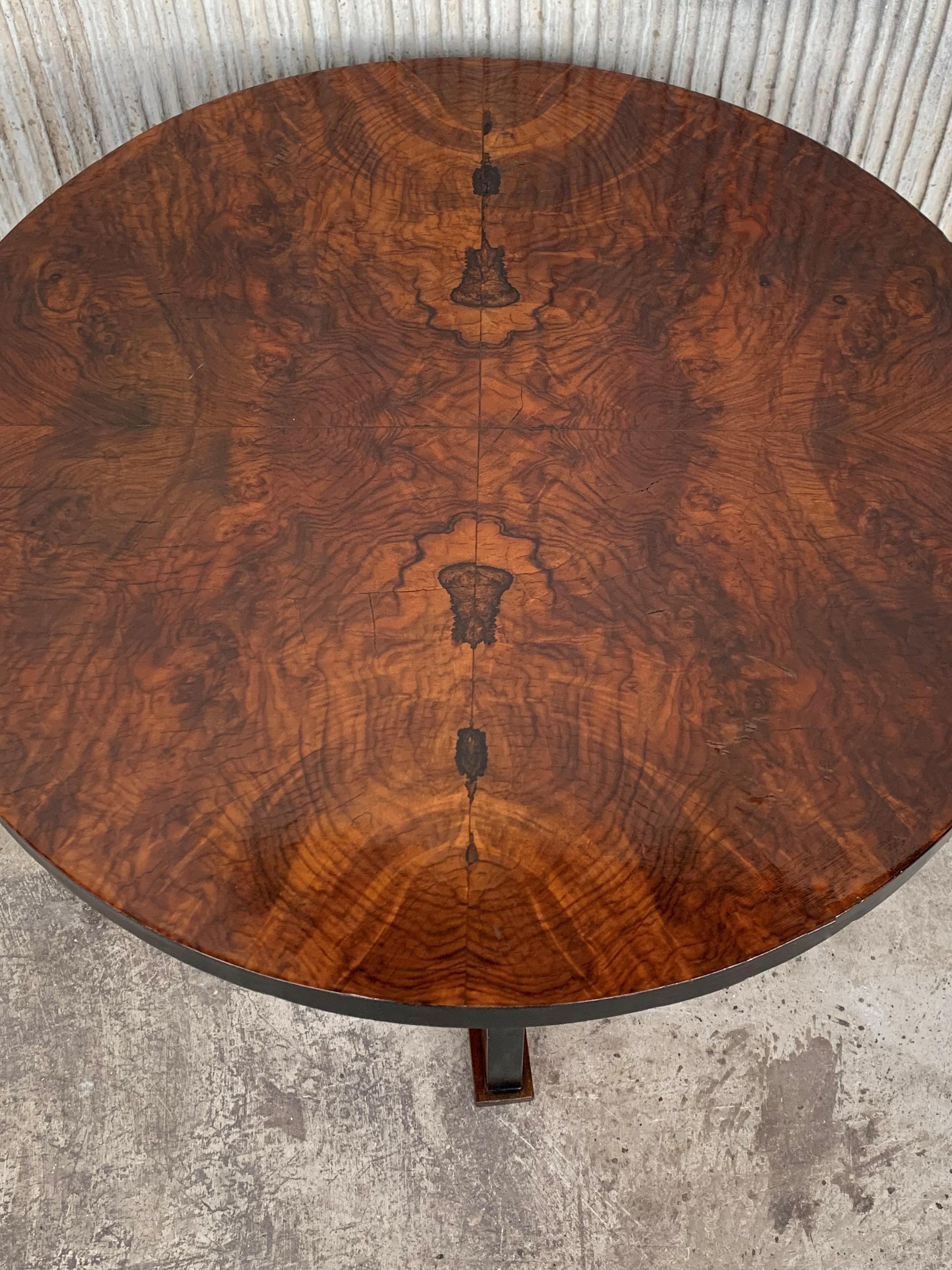 Art Deco Round Pedestal Side Table Macassar Wood, Italy, circa 1920 1