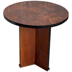 Art Deco Round Pedestal Side Table Macassar Wood, Italy, circa 1920