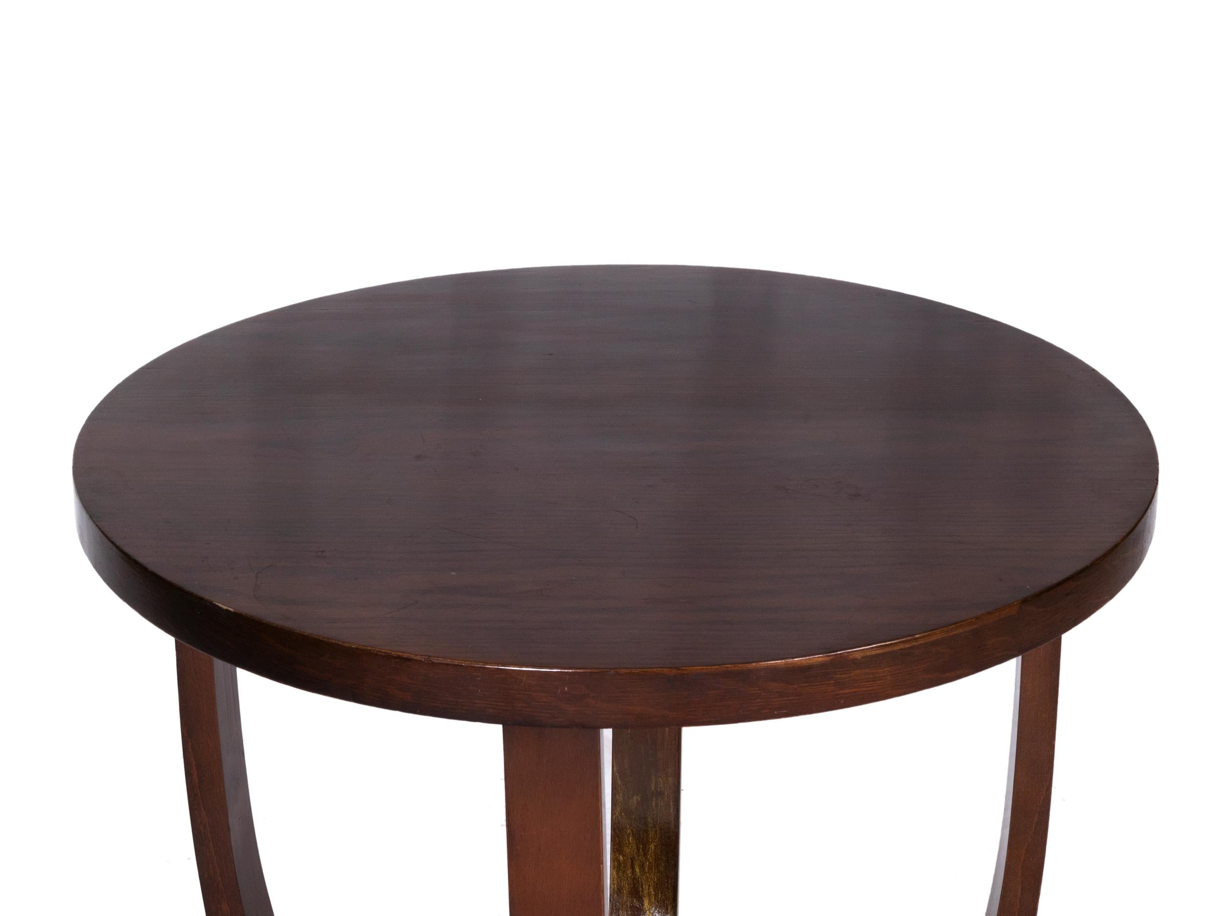 Veneer Art Deco Round Pedestal Table, France, 1920 For Sale