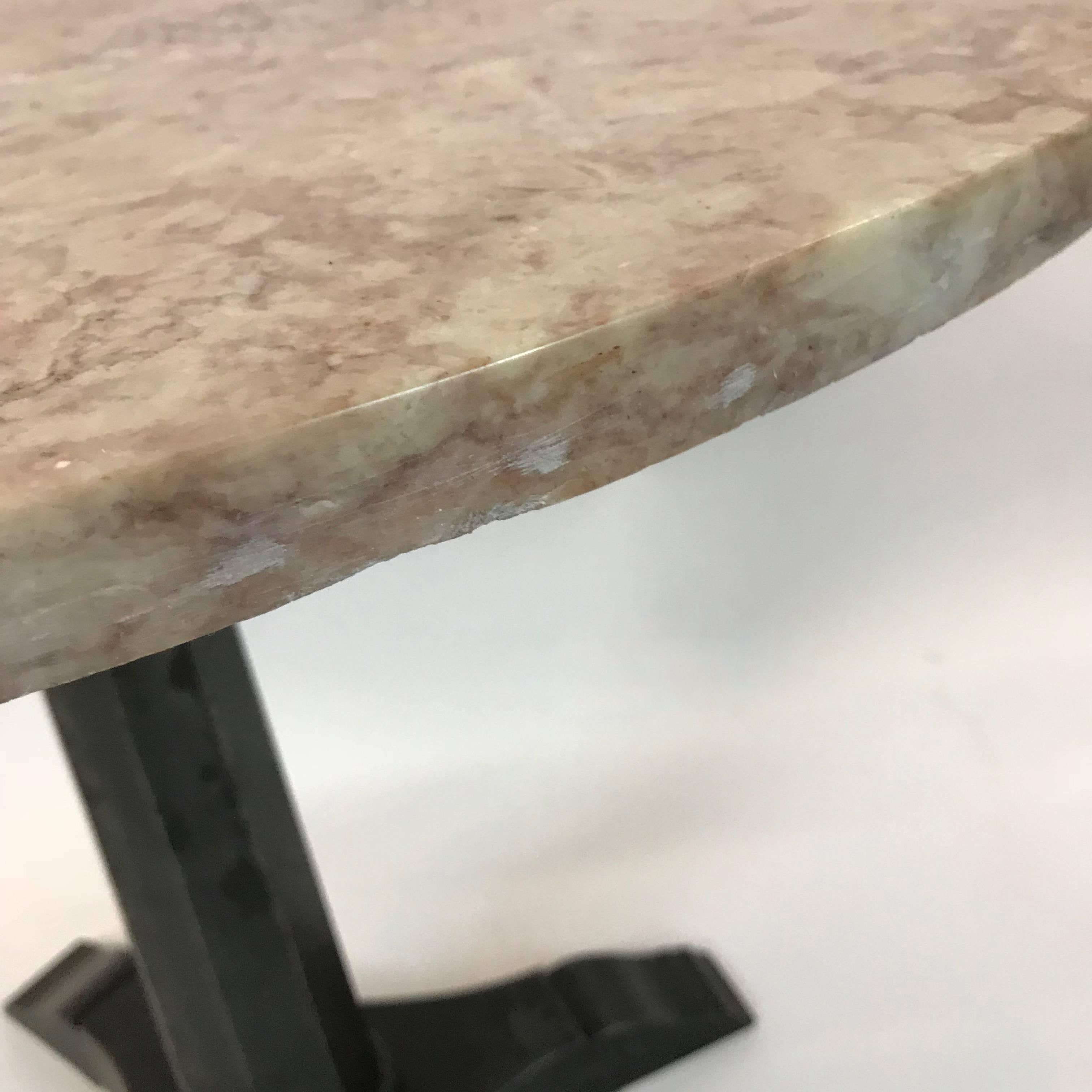 American Art Deco Round Pink Marble Cafe Dining Table