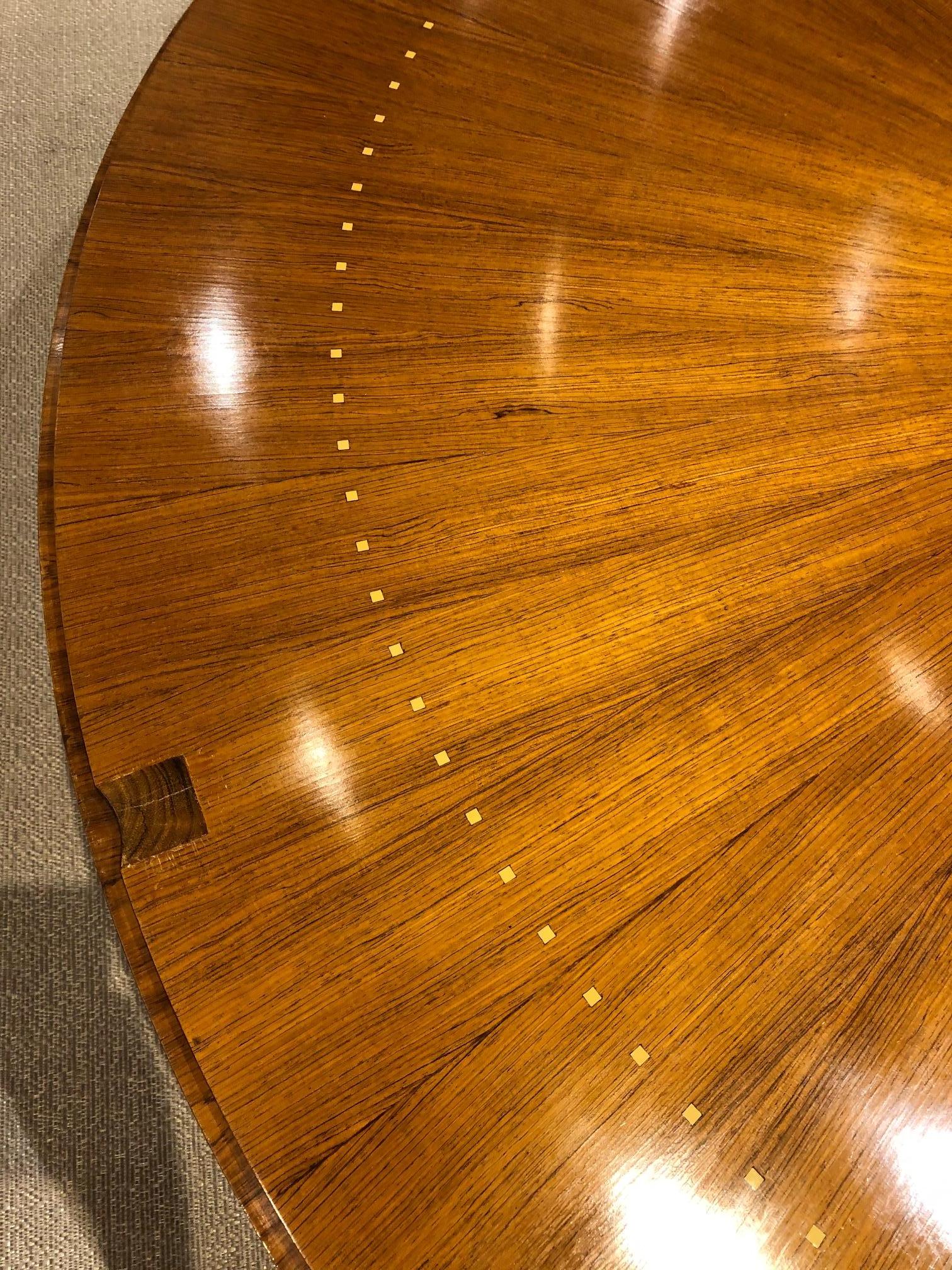 Art Deco Round Rosewood Coffee Table With Sunburst Design in the Ruhlmann Style  1
