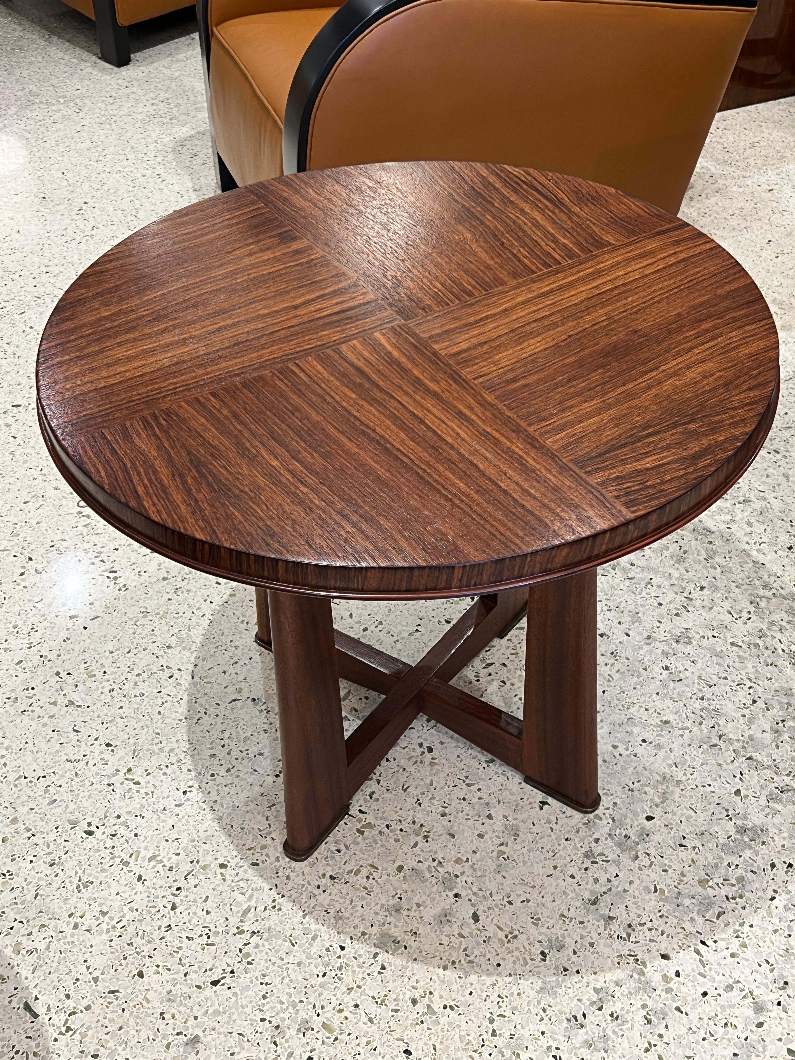 French Art Deco Round Rosewood Side Table by Maxime Old