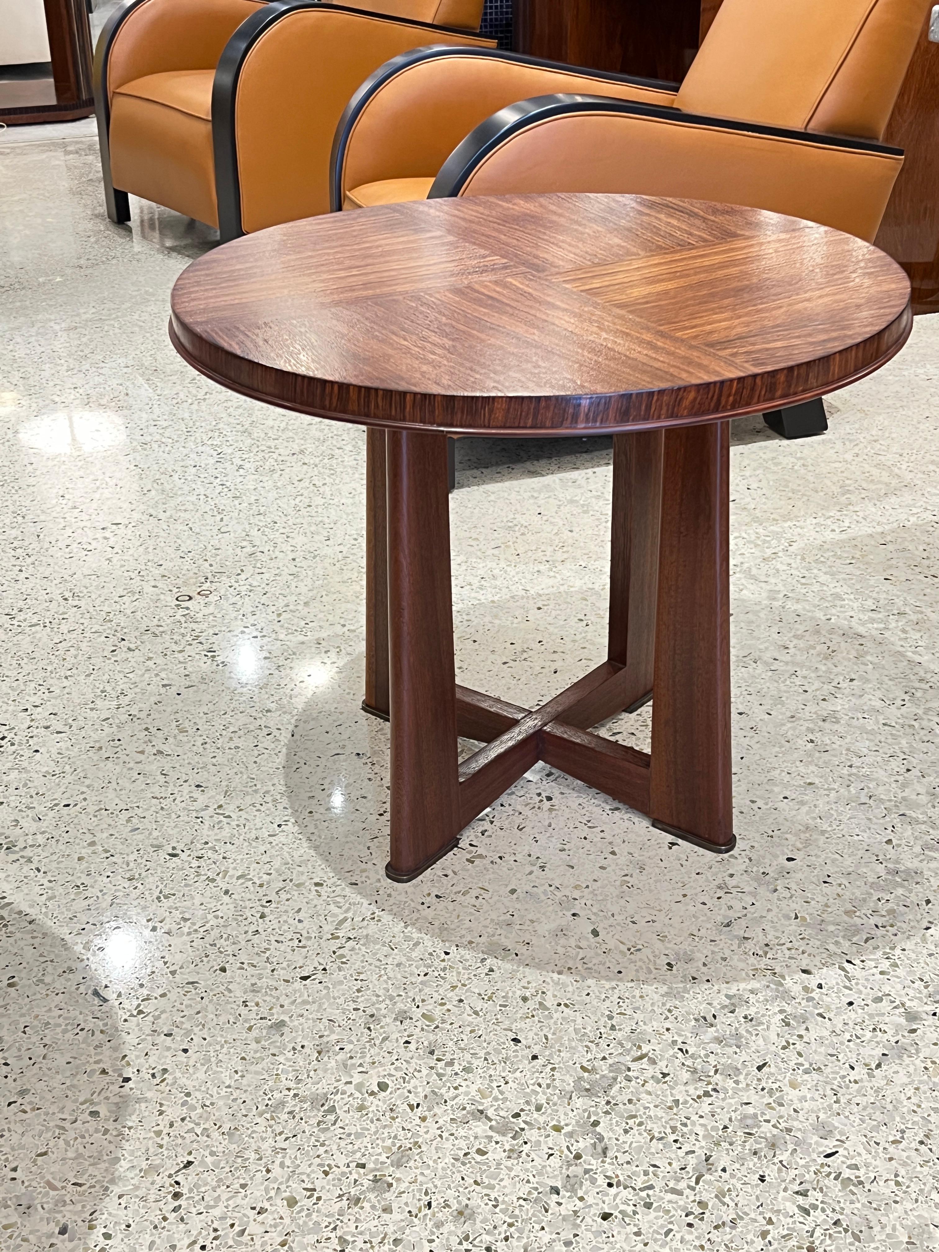 Art Deco Round Rosewood Side Table by Maxime Old In Good Condition In Miami, FL