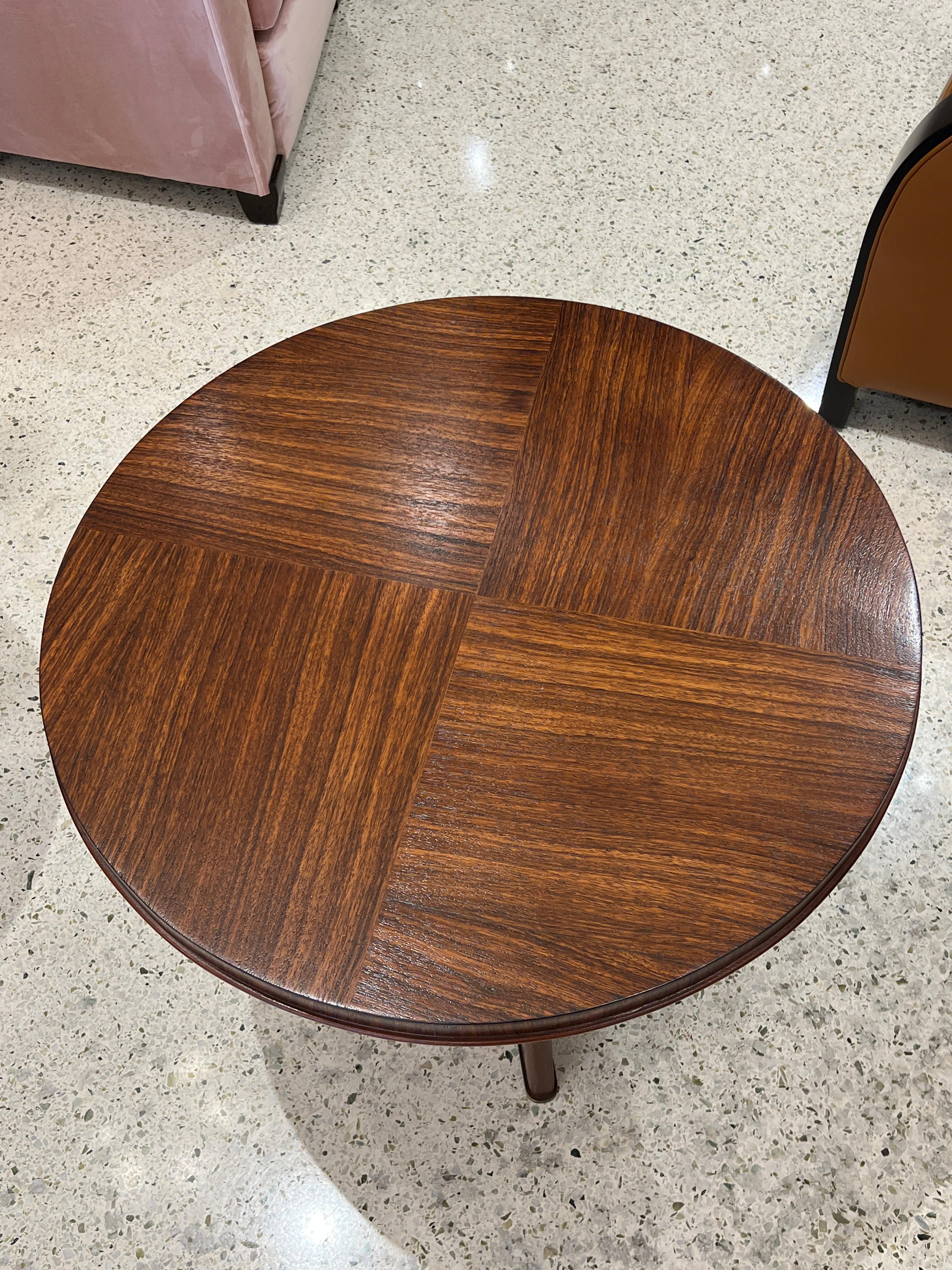 Bronze Art Deco Round Rosewood Side Table by Maxime Old