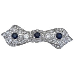 Art Deco Round Sapphire and Diamond Panel Brooch