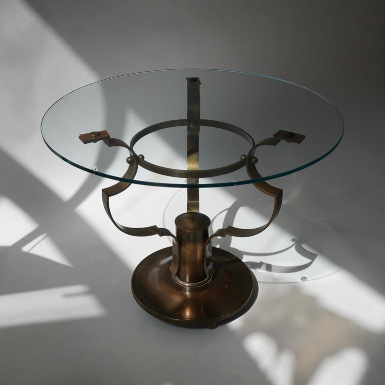 Bronze Art Deco Round Side Table, 1940