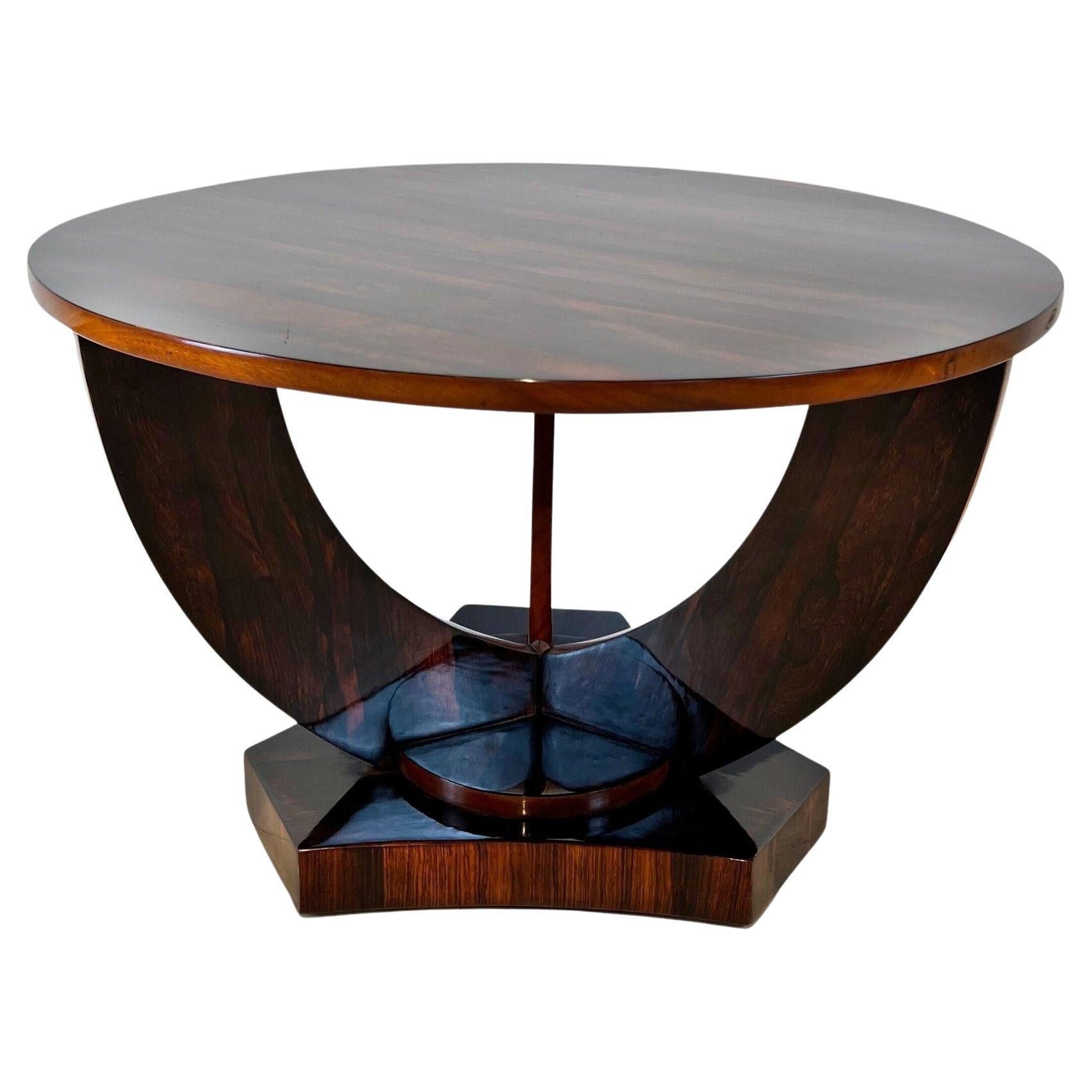 Art Deco Round Side Table, Rosewood Veneer, France, circa 1930