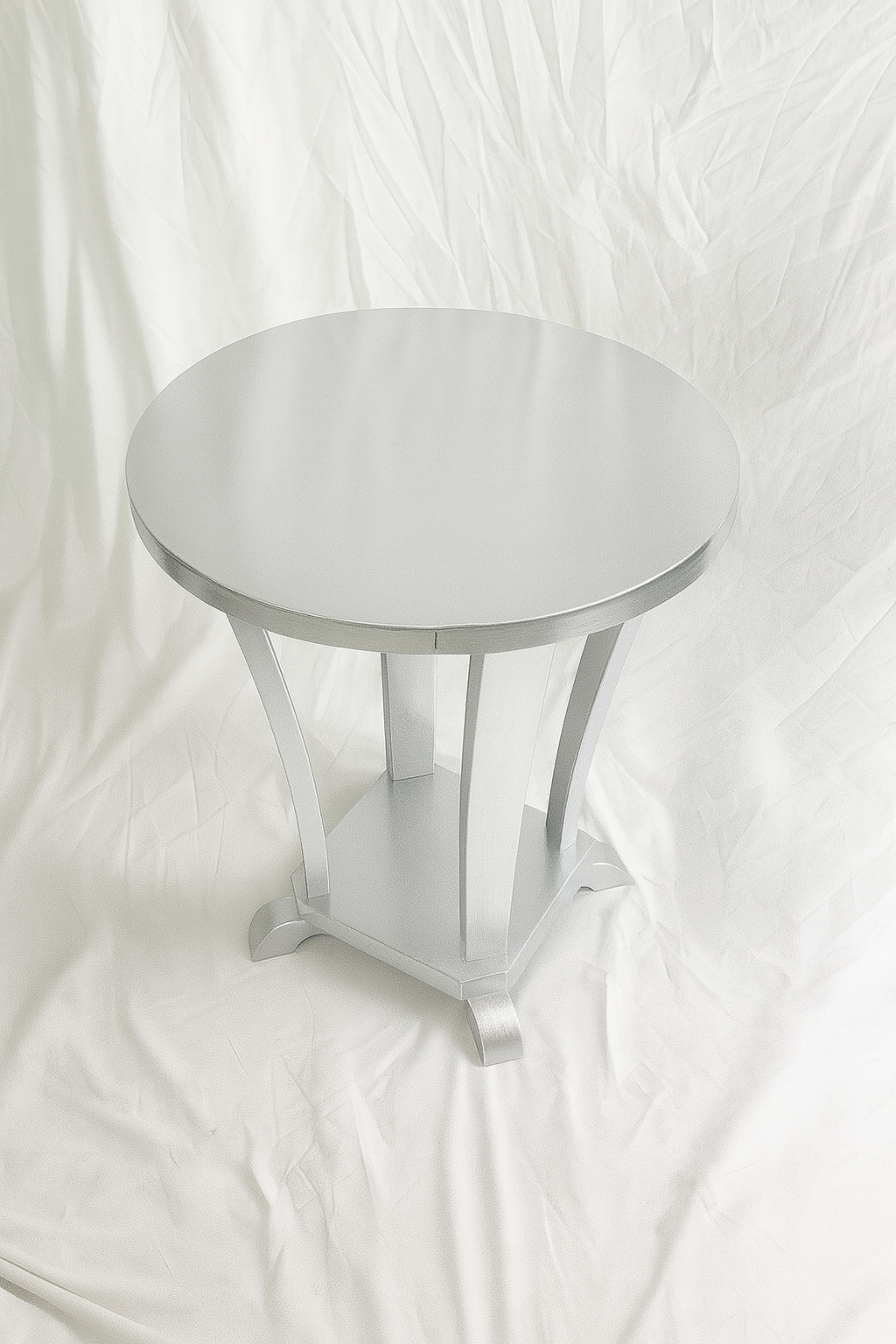 20th Century Art Deco Round Silver Gilt Pedestal Table, France, 1930 For Sale