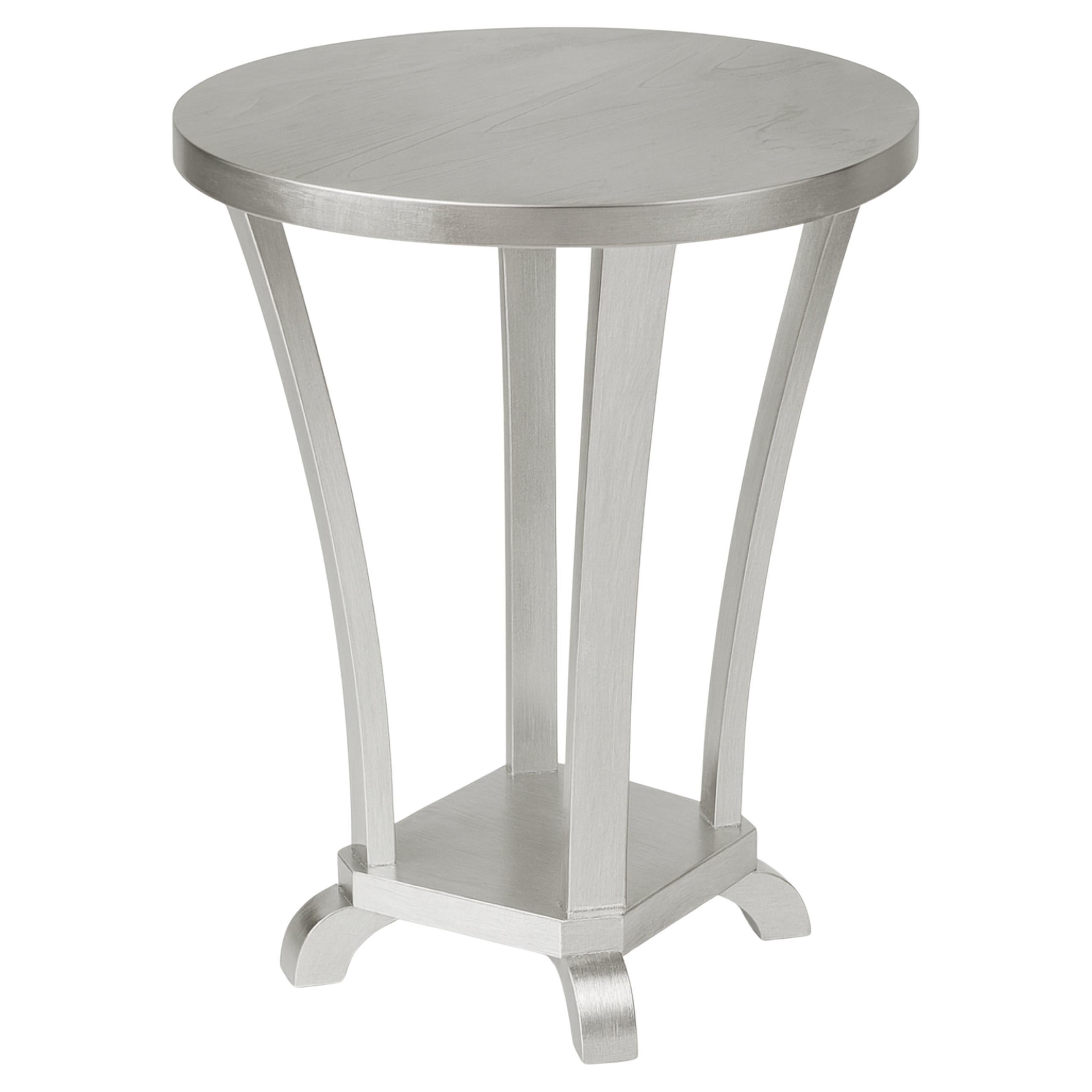Art Deco Round Silver Gilt Pedestal Table, France, 1930 For Sale