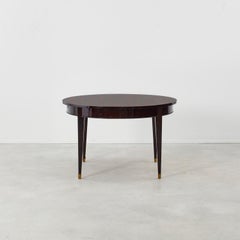 Art Deco round table in Macassar ebony veneer - France, 1920s