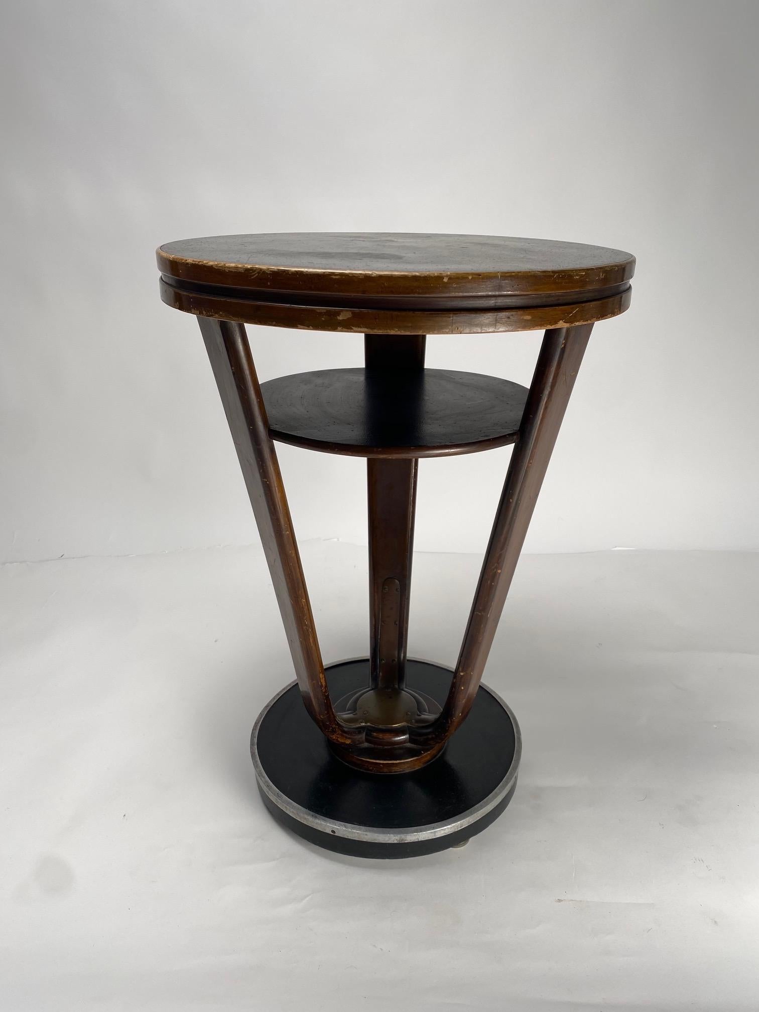 Table ronde Art déco en bois et métal, Italie, années 1930 en vente 5