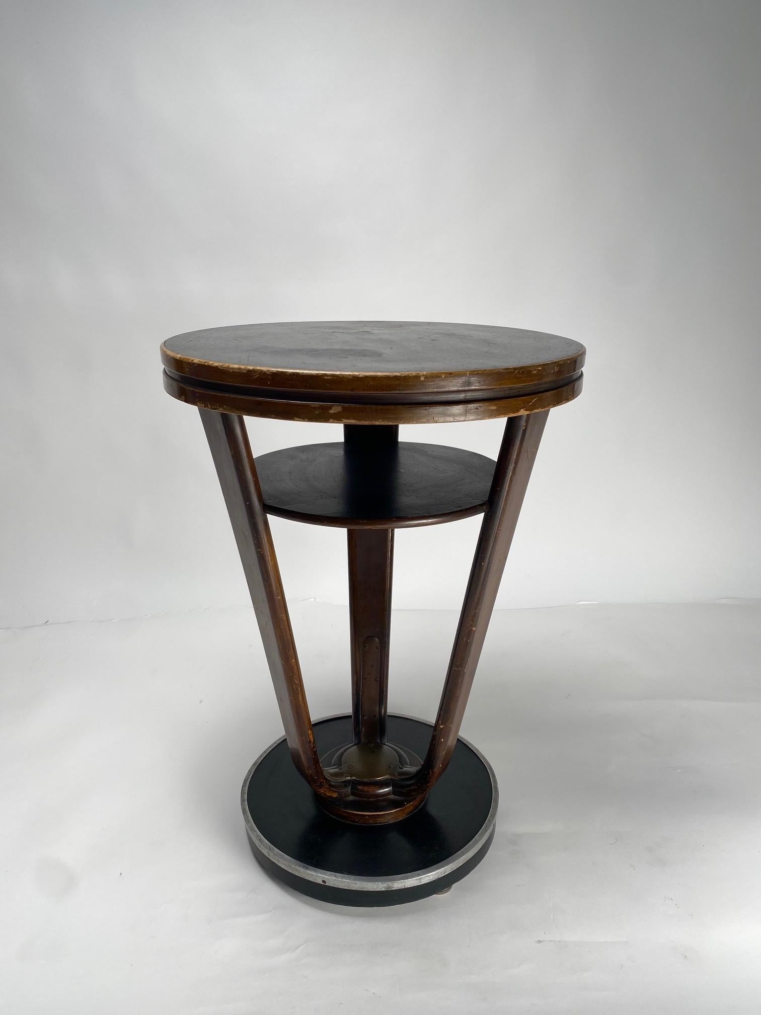 Table ronde Art déco en bois et métal, Italie, années 1930 en vente 1