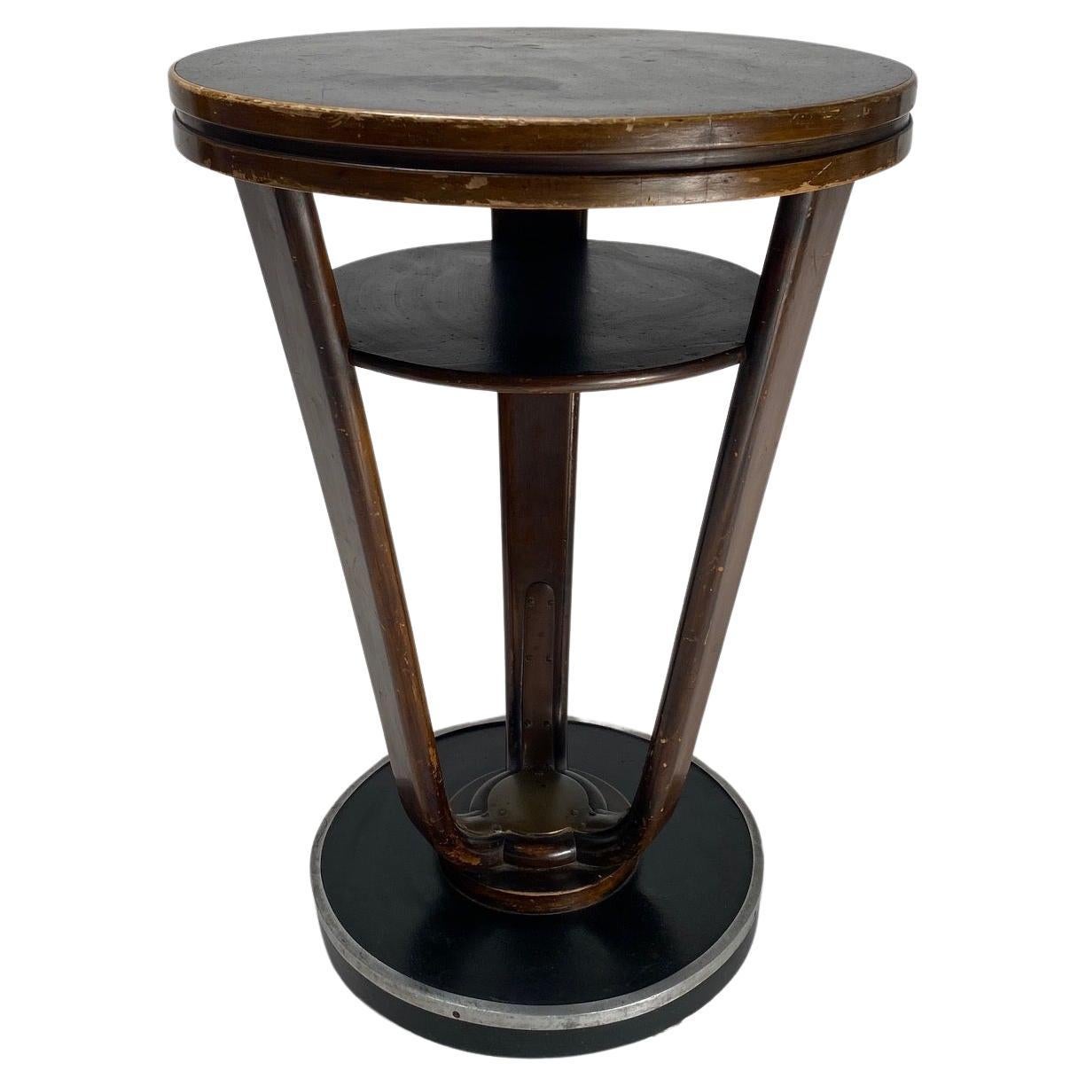 Table ronde Art déco en bois et métal, Italie, années 1930 en vente