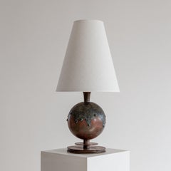 Spherical Patinated Bronze Table Lamp, Art Deco, 1930s Sweden