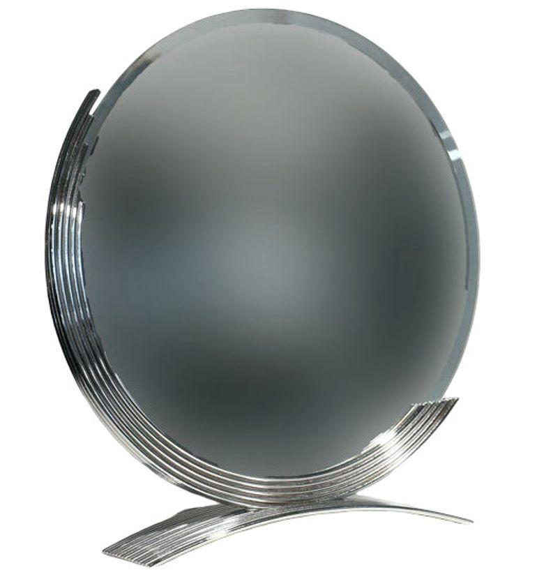 Art Deco Round Table Mirror in Chrome In Excellent Condition For Sale In Van Nuys, CA