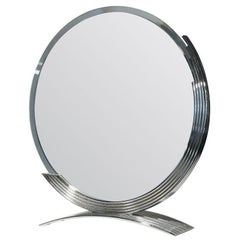 Vintage Art Deco Round Table Mirror in Chrome
