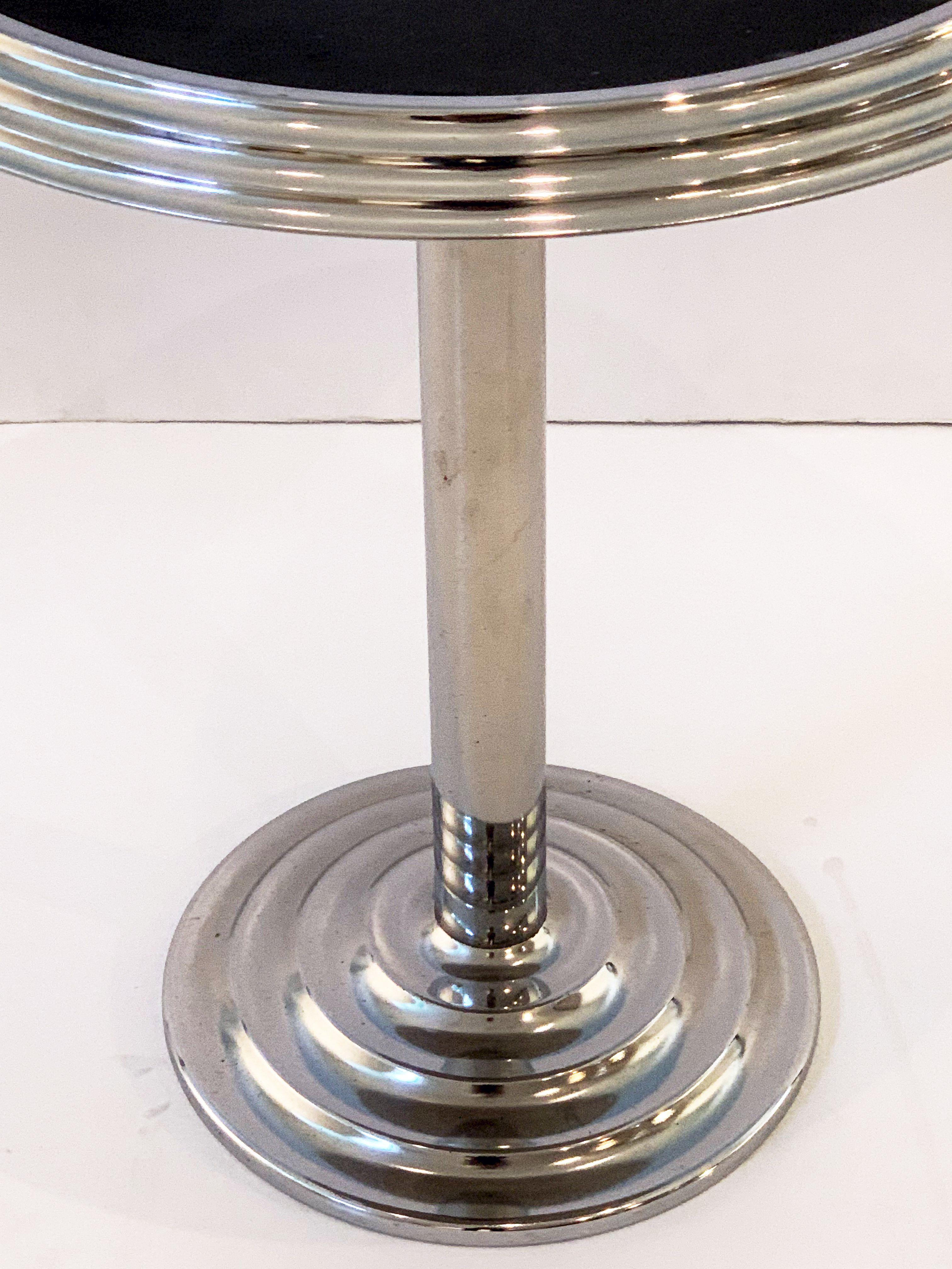 Art Deco Round Table of Chrome with Enameled Top from France 5