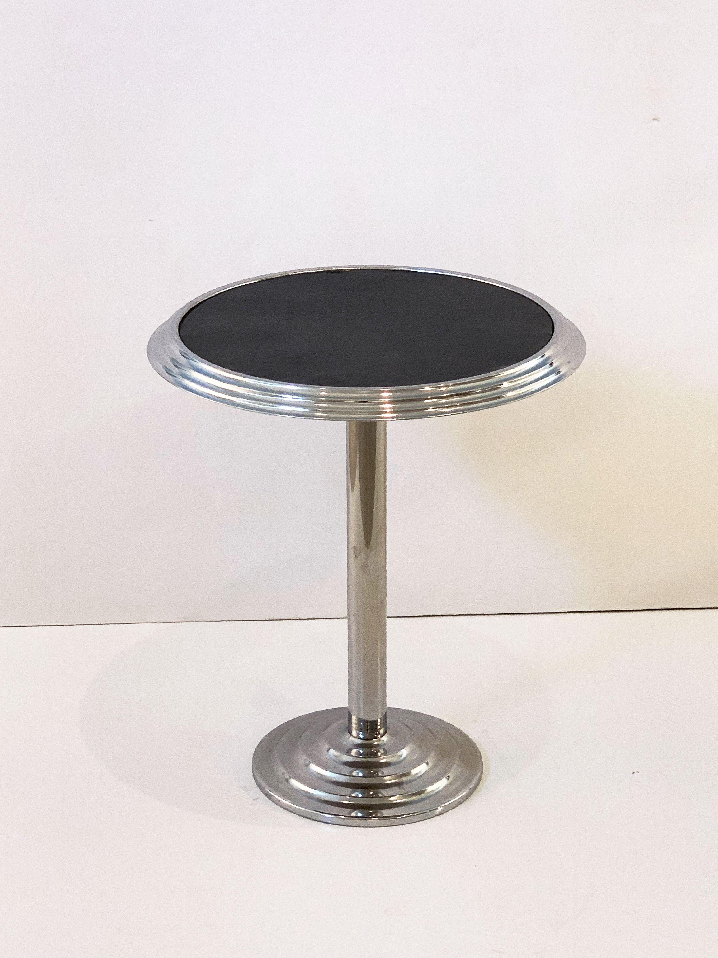 Art Deco Round Table of Chrome with Enameled Top from France In Good Condition In Austin, TX
