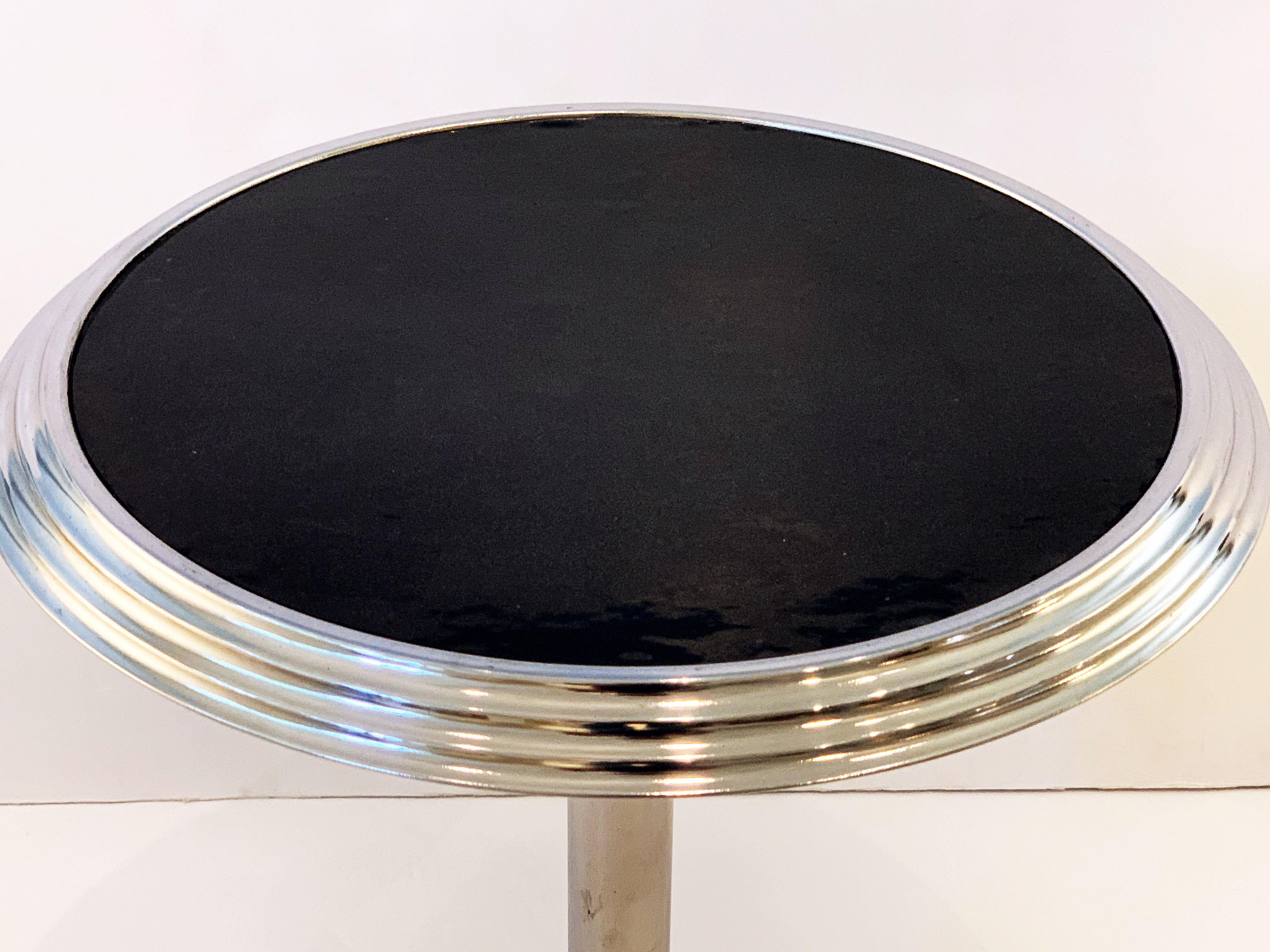 Art Deco Round Table of Chrome with Enameled Top from France 2