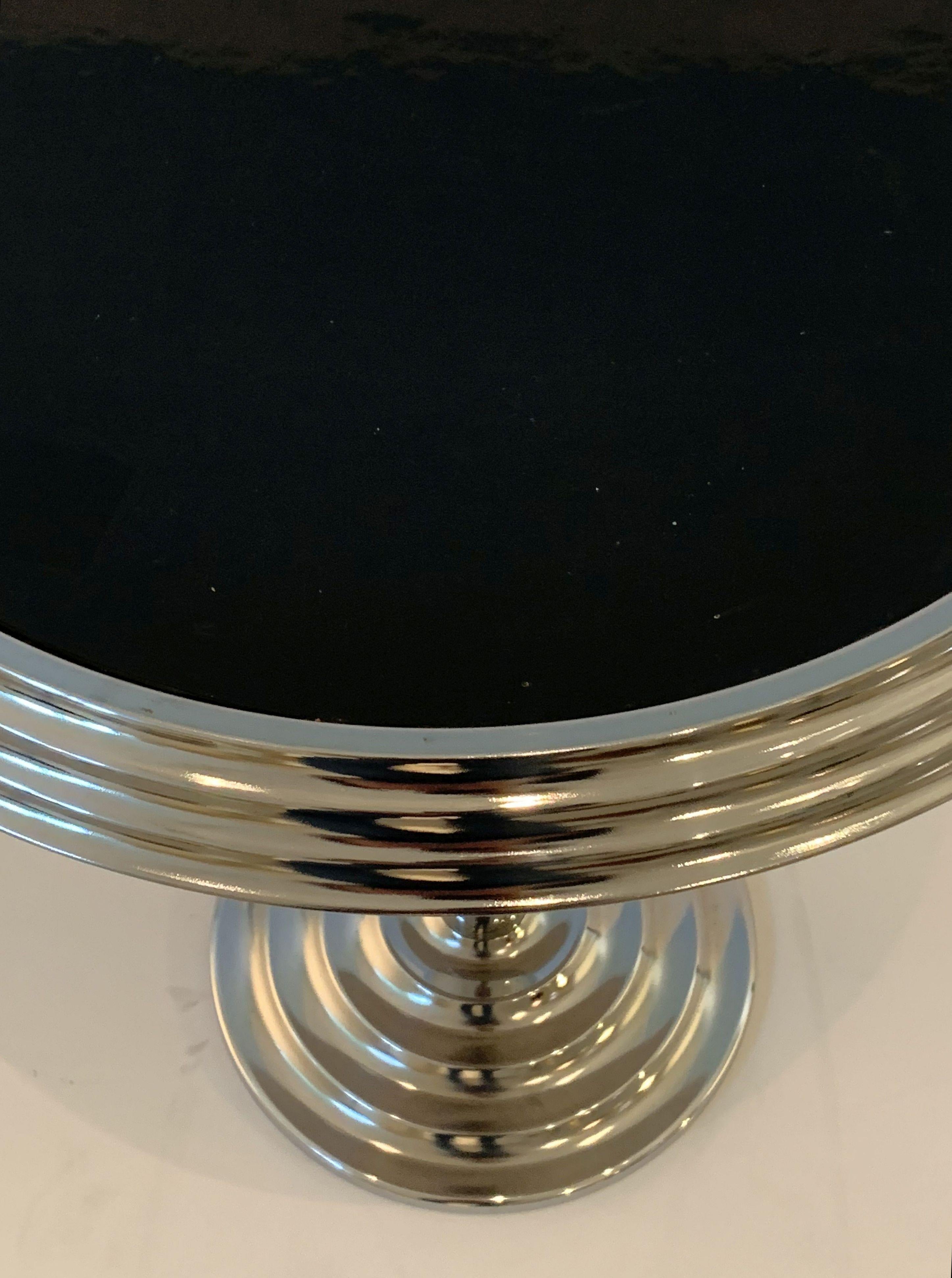 Art Deco Round Table of Chrome with Enameled Top from France 3