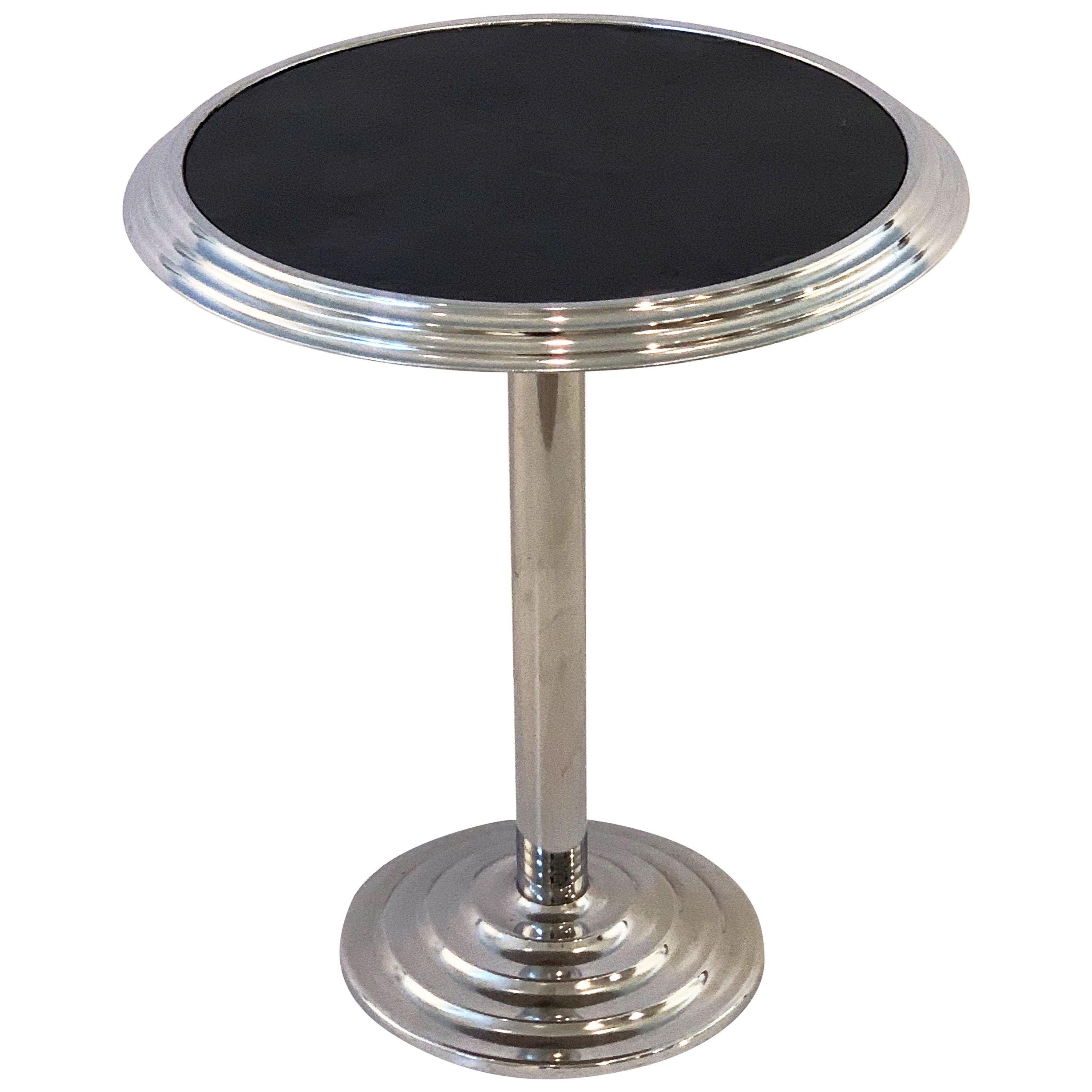 Art Deco Round Table of Chrome from France For Sale