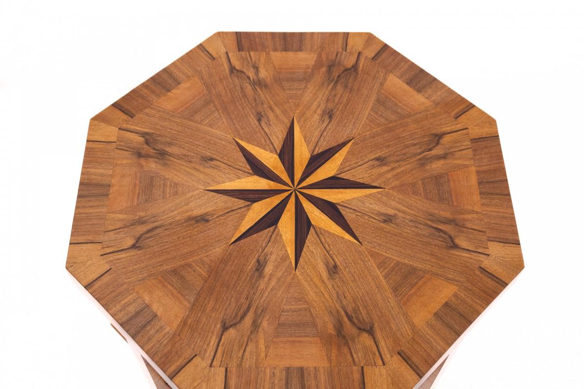 Table ronde Art déco, Pologne, années 1950. Bon état - En vente à Chorzów, PL