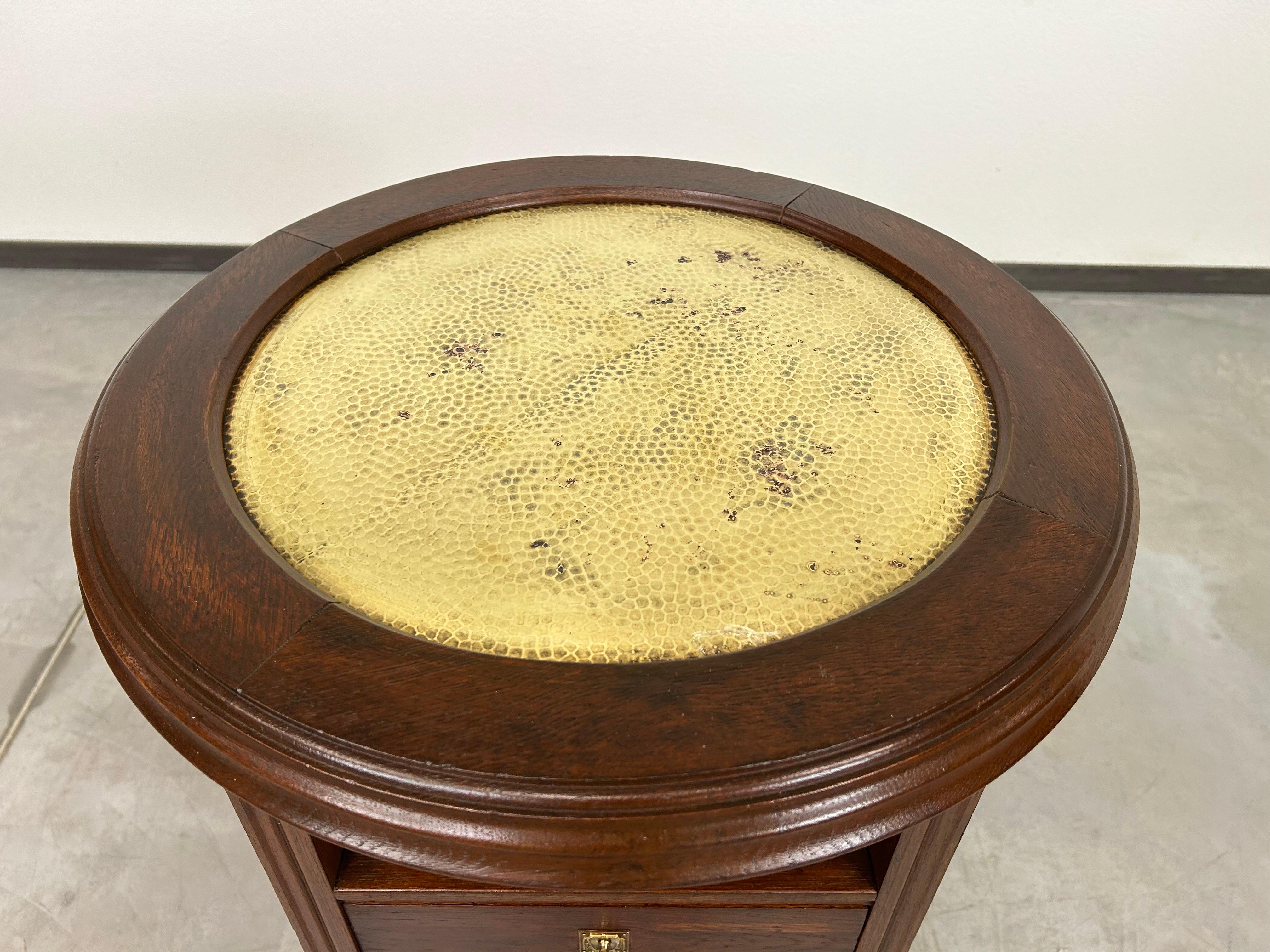 Slovak Art deco round table with brass top For Sale
